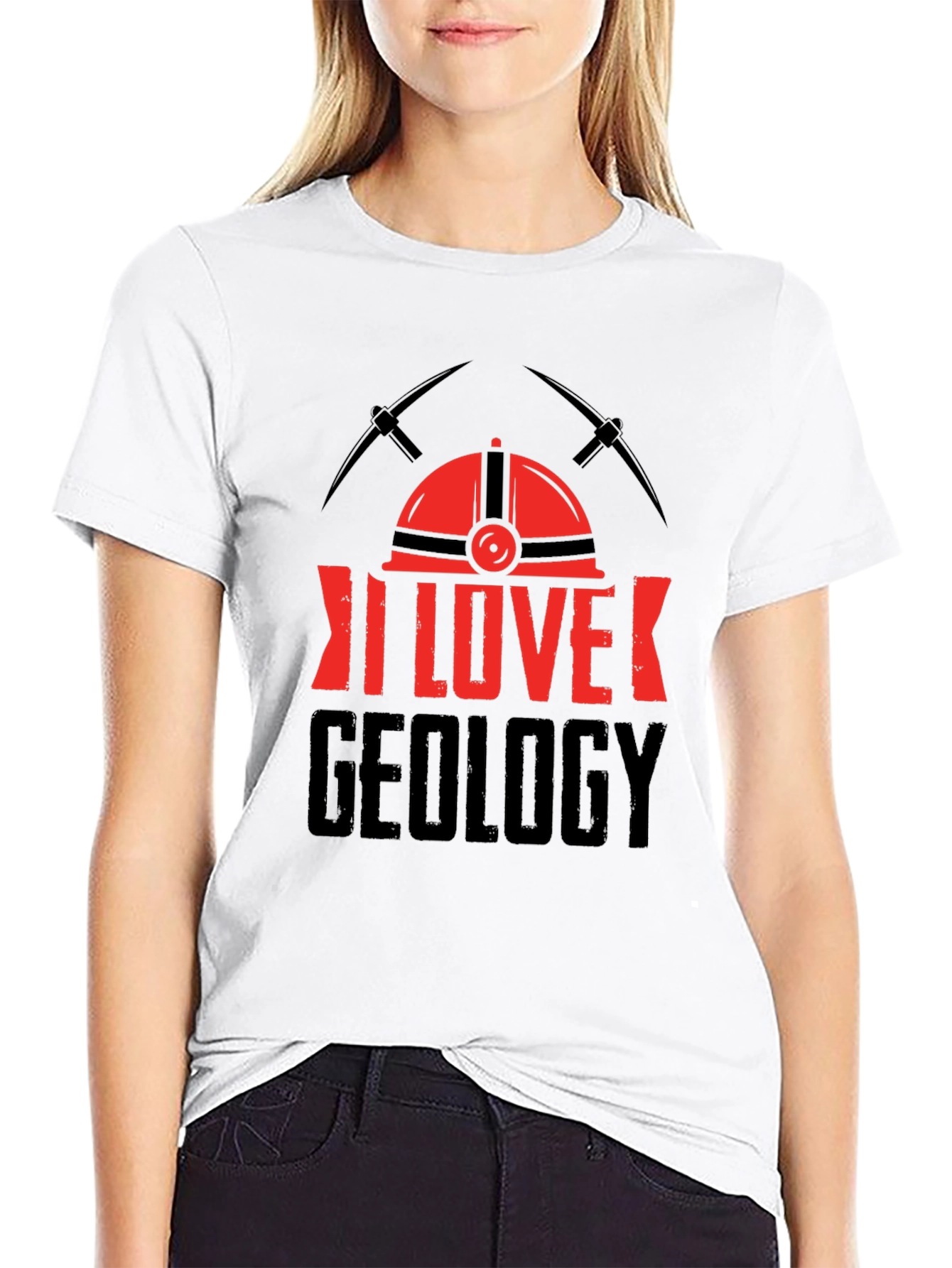I Love Geology T-Shirt - Miners Helmet Design