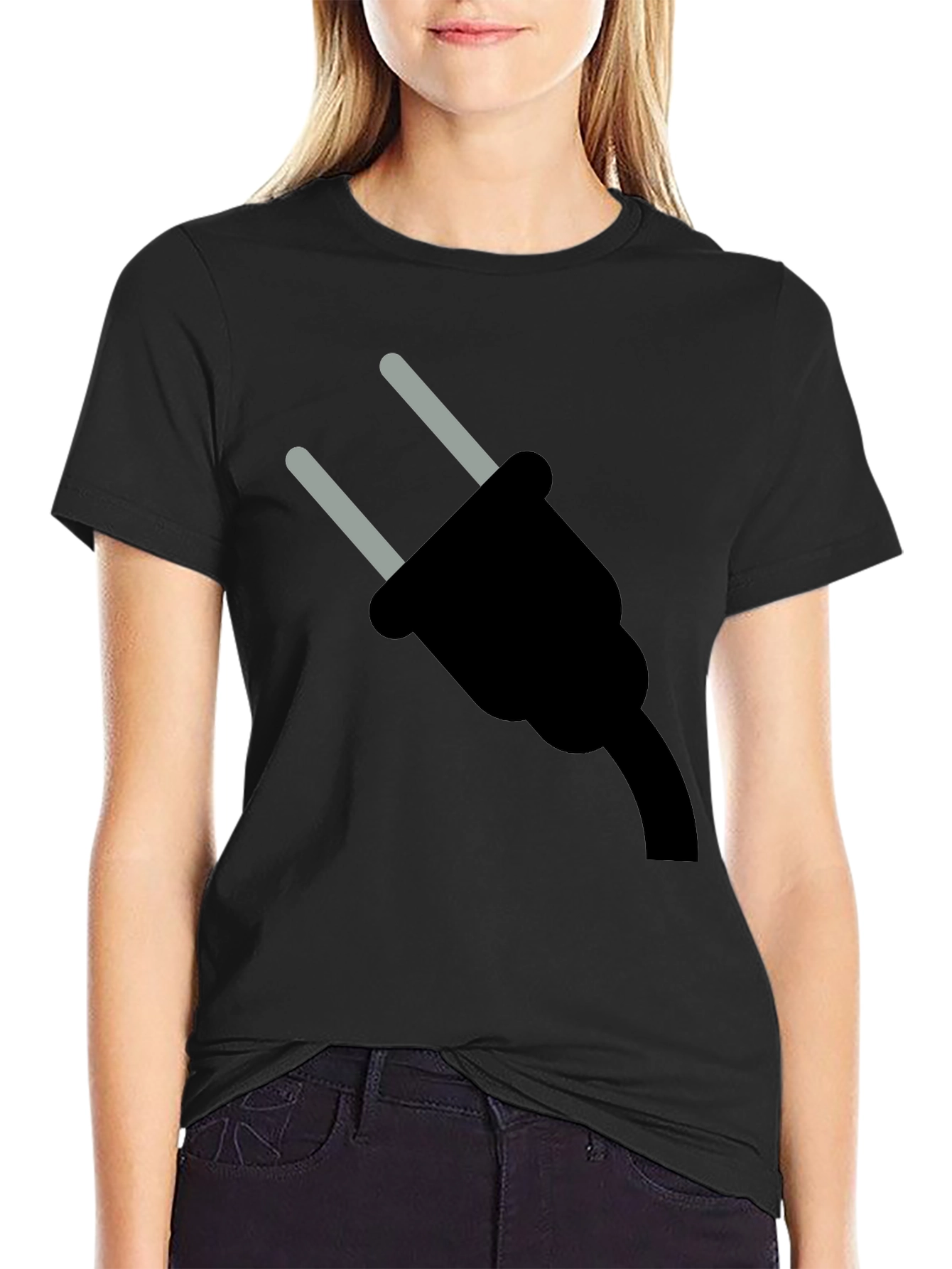 Plug Graphic Tee - Black Cotton Comfort