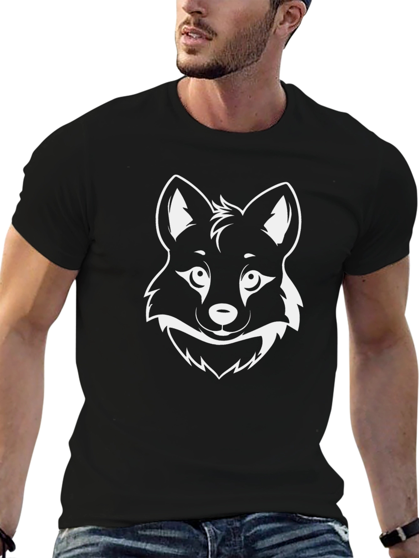 Fox Graphic Tee - Black Cotton Comfort
