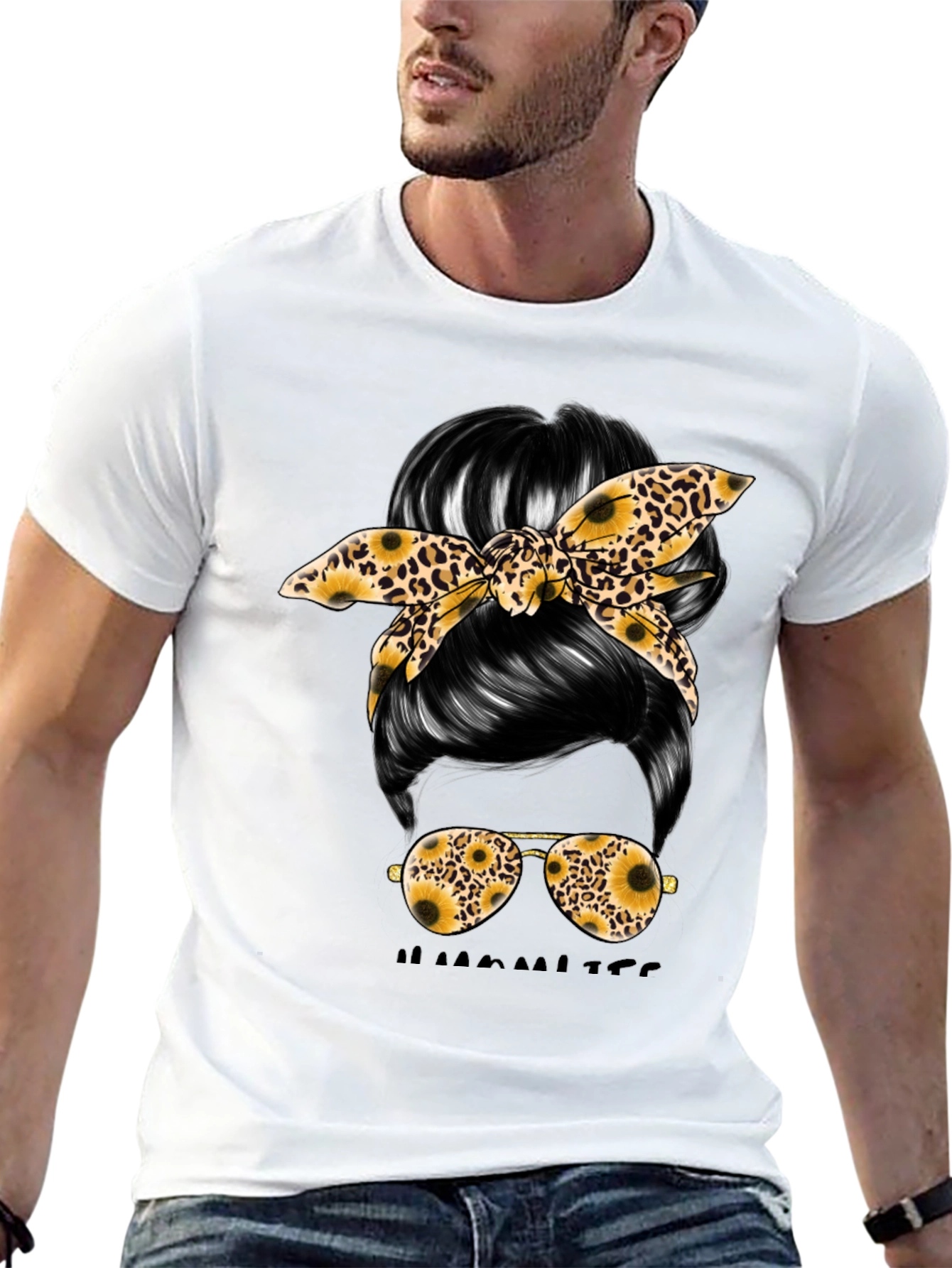 Messy Bun Sunflower Graphic Tee