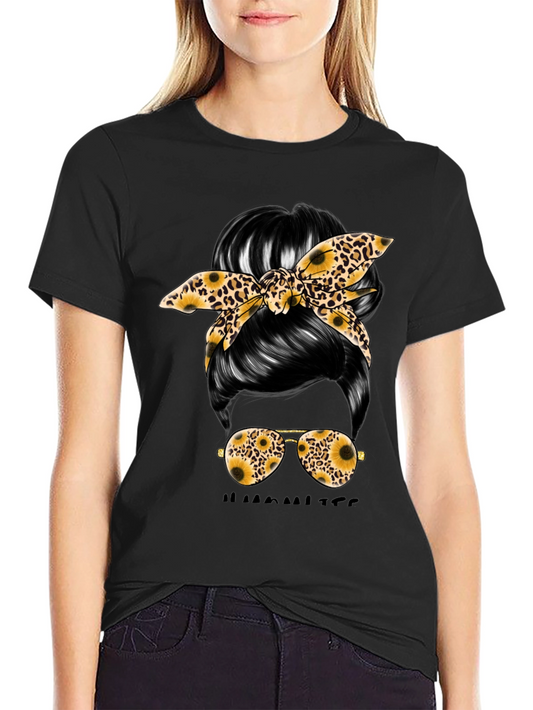 Messy Bun Sunflower Graphic Tee