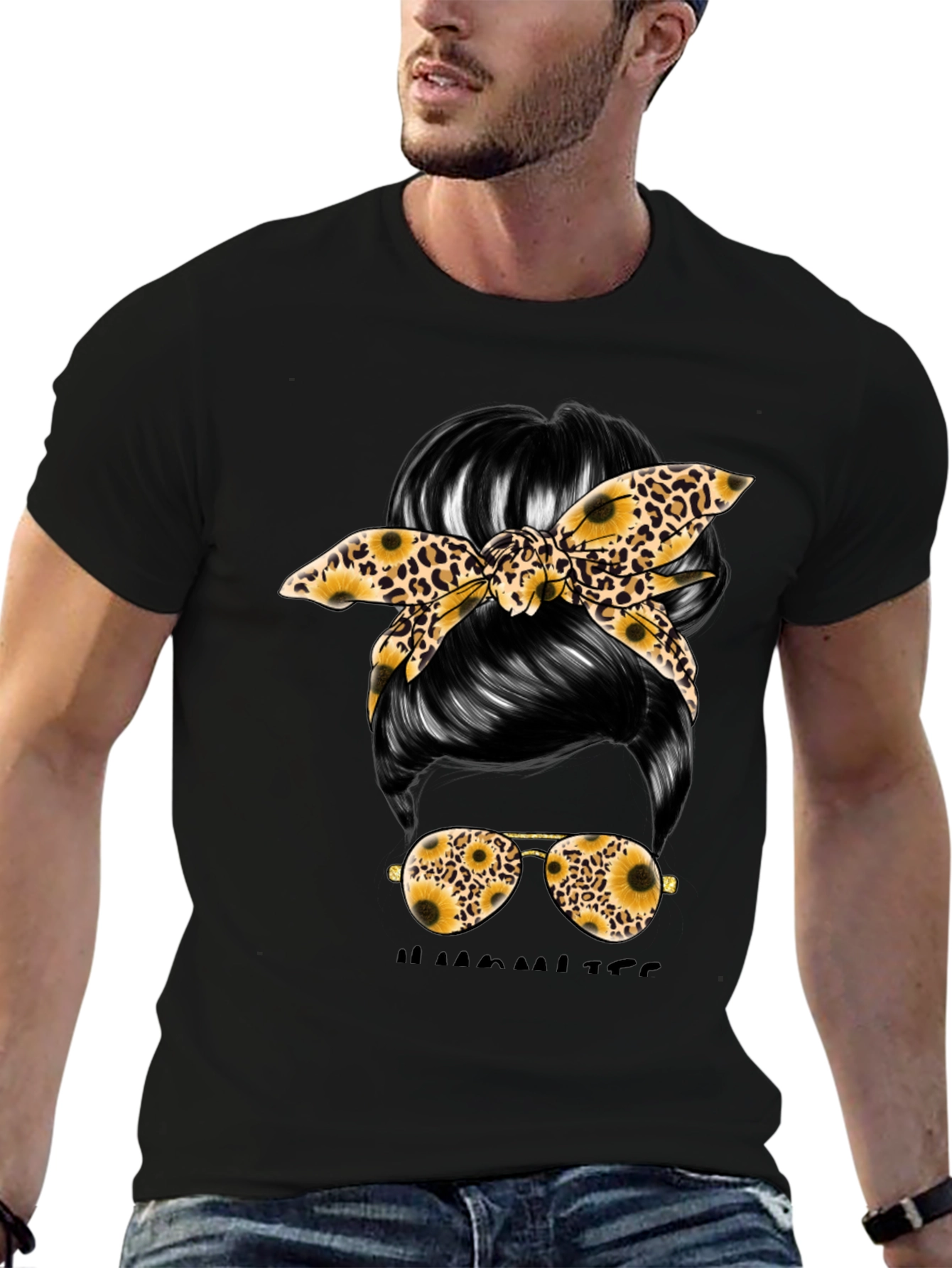 Messy Bun Sunflower Graphic Tee
