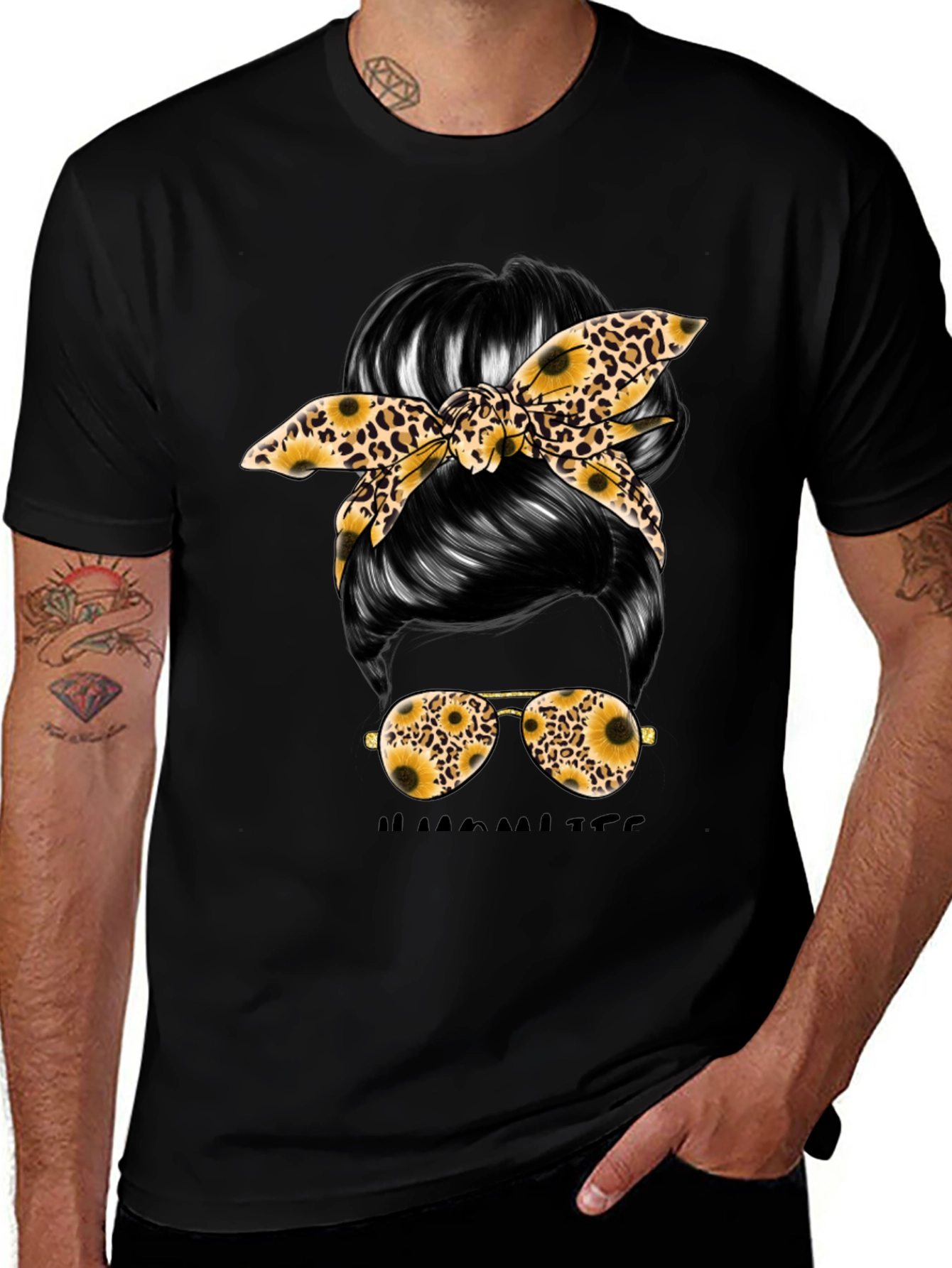Messy Bun Sunflower Graphic Tee