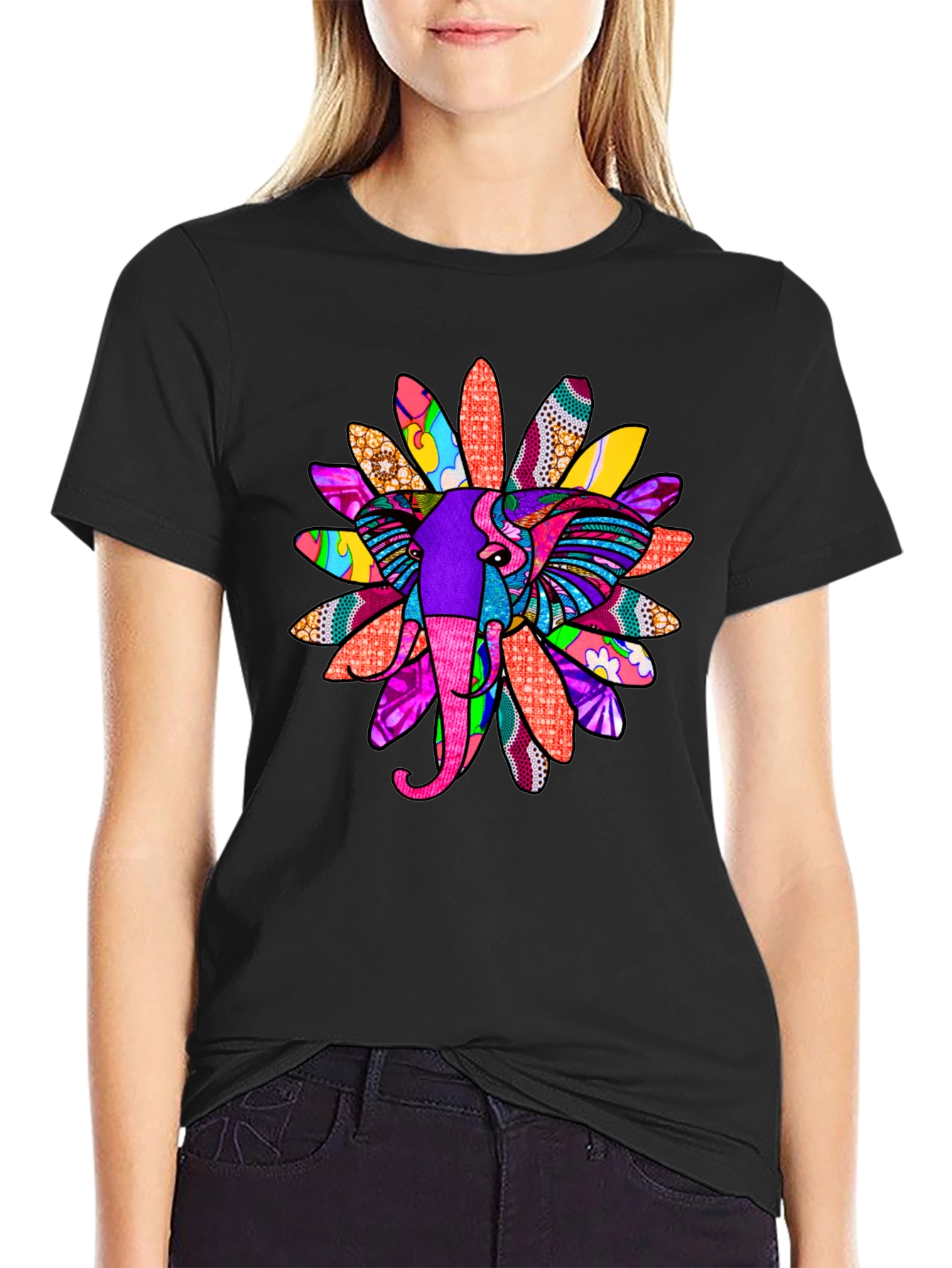 Elephant Flower Graphic Tee - Bold Design
