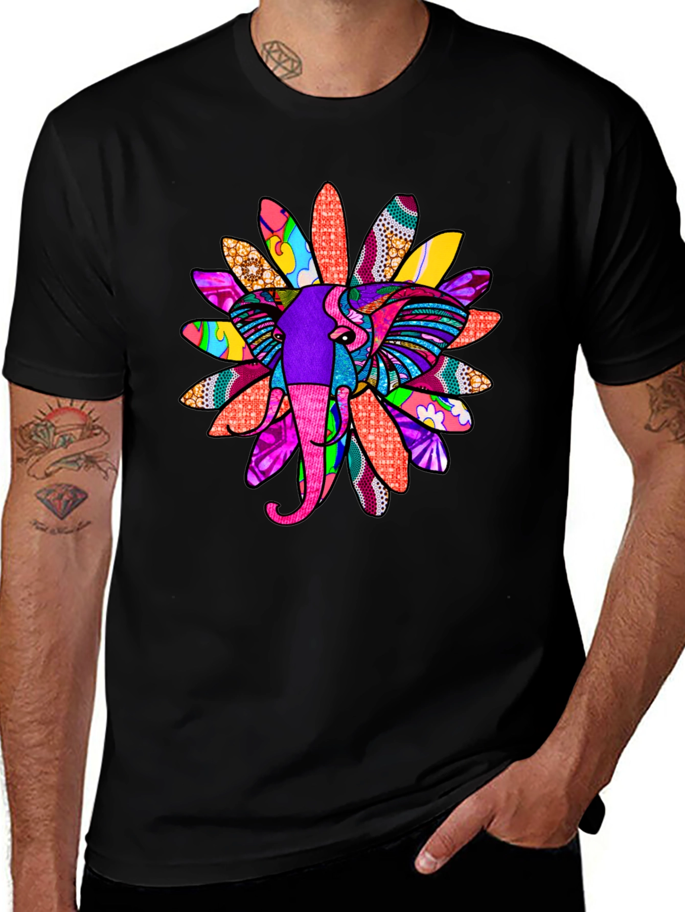 Elephant Flower Graphic Tee - Bold Design