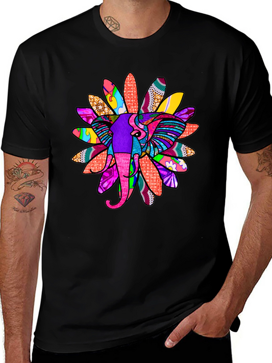Elephant Flower Graphic Tee - Bold Design