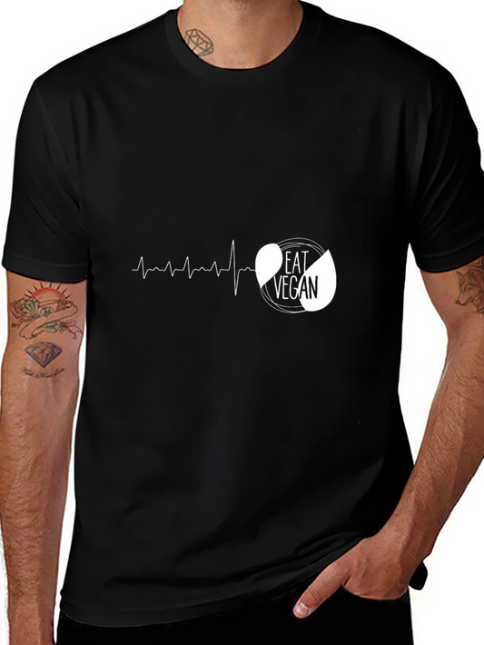 Eat Vegan Black Graphic Tee - Heartbeat Design