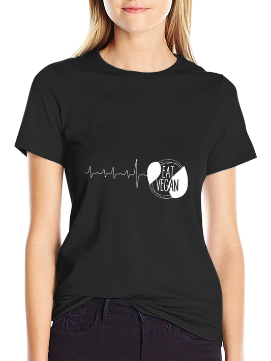 Eat Vegan Black Graphic Tee - Heartbeat Design