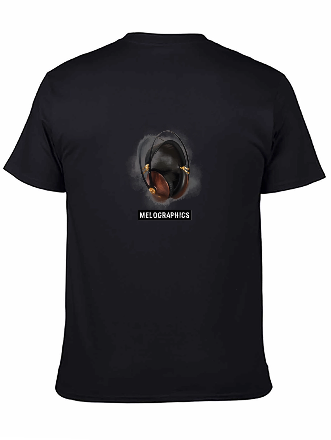 Melographics Headphones Graphic Black T-Shirt