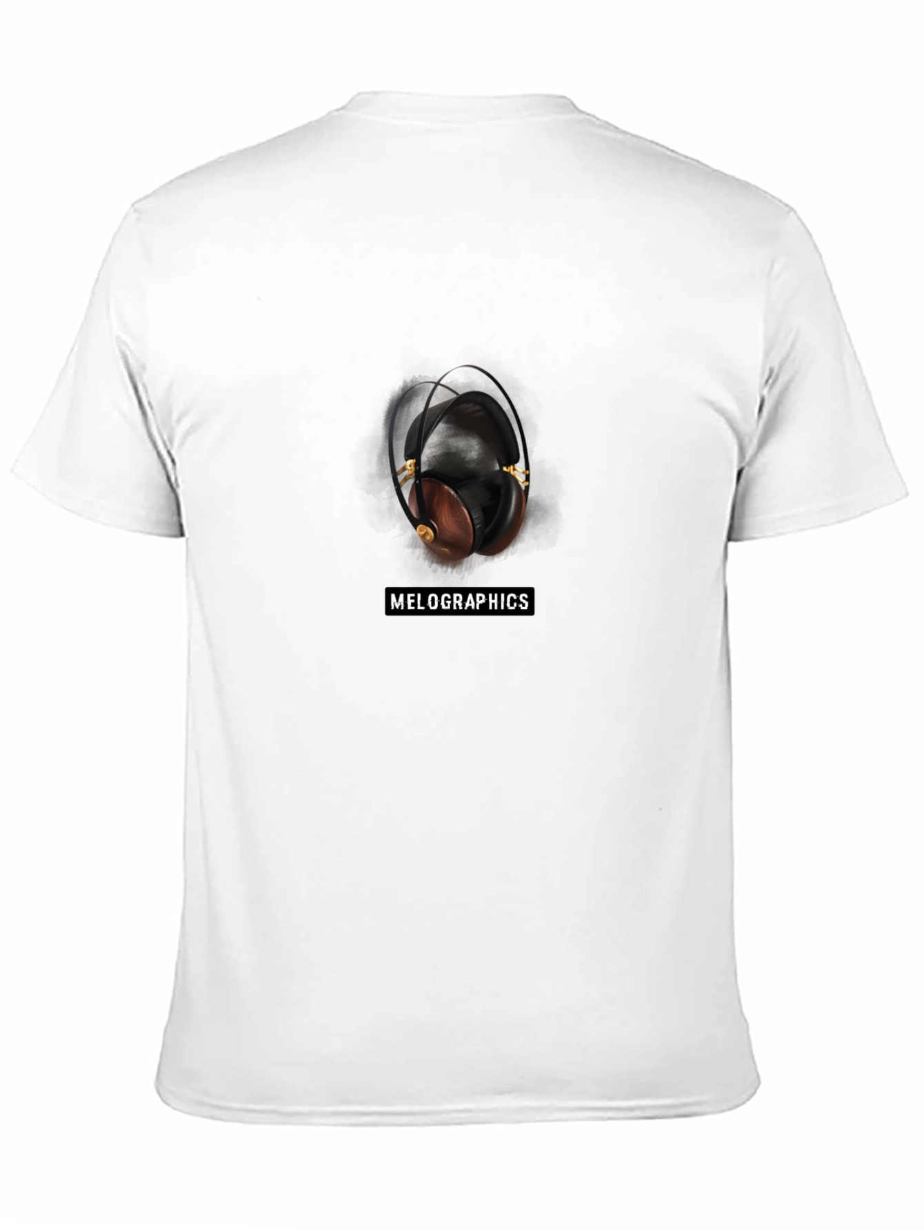 Melographics Headphones Graphic Black T-Shirt