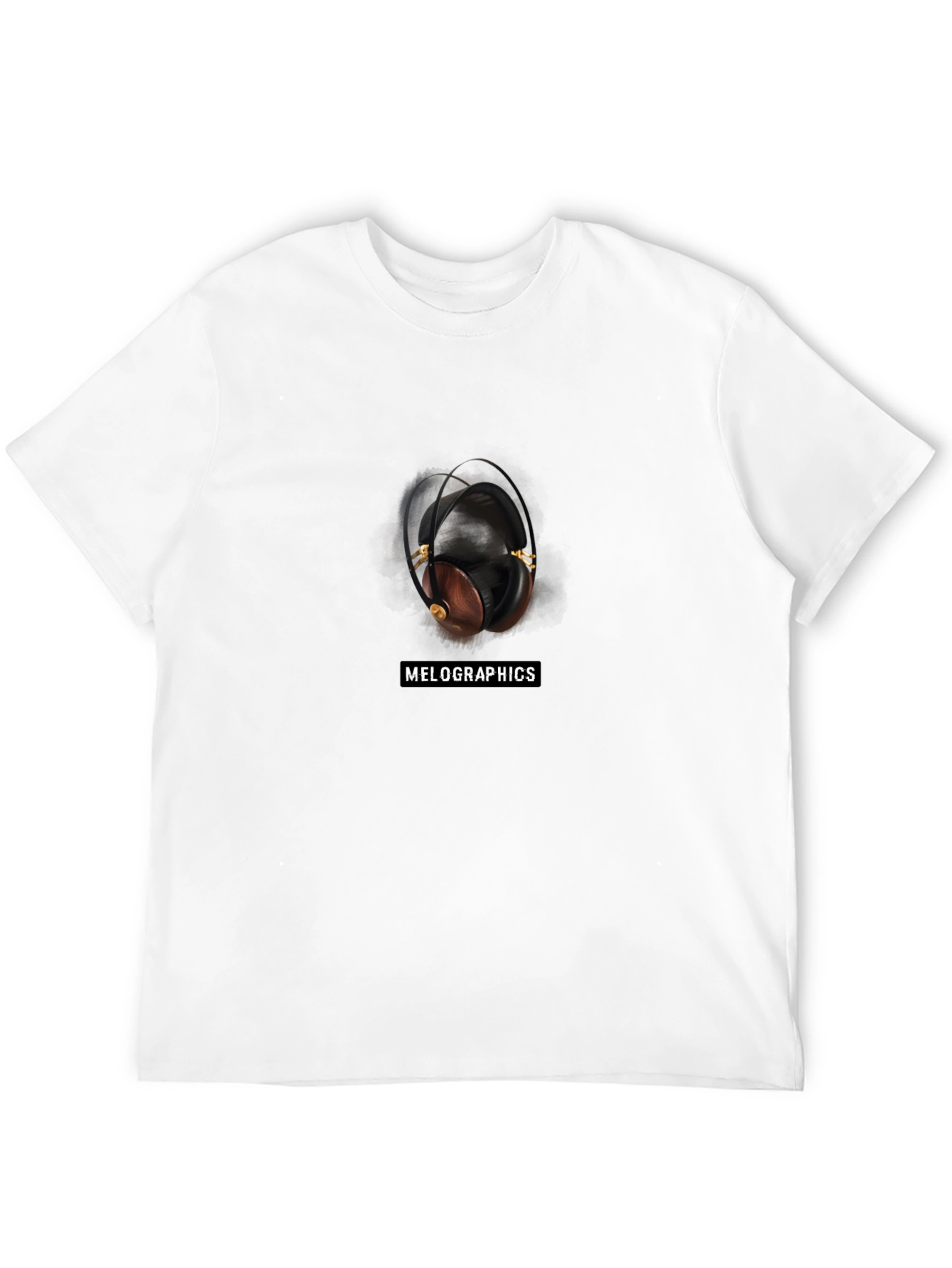 Melographics Headphones Graphic Black T-Shirt