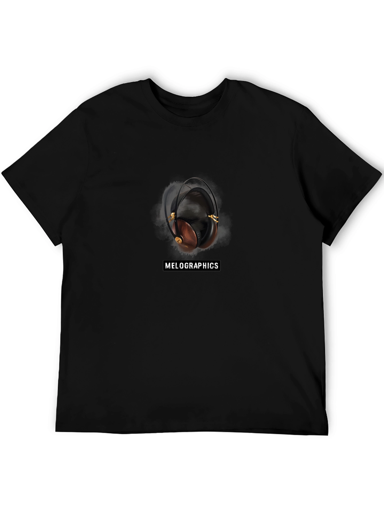 Melographics Headphones Graphic Black T-Shirt