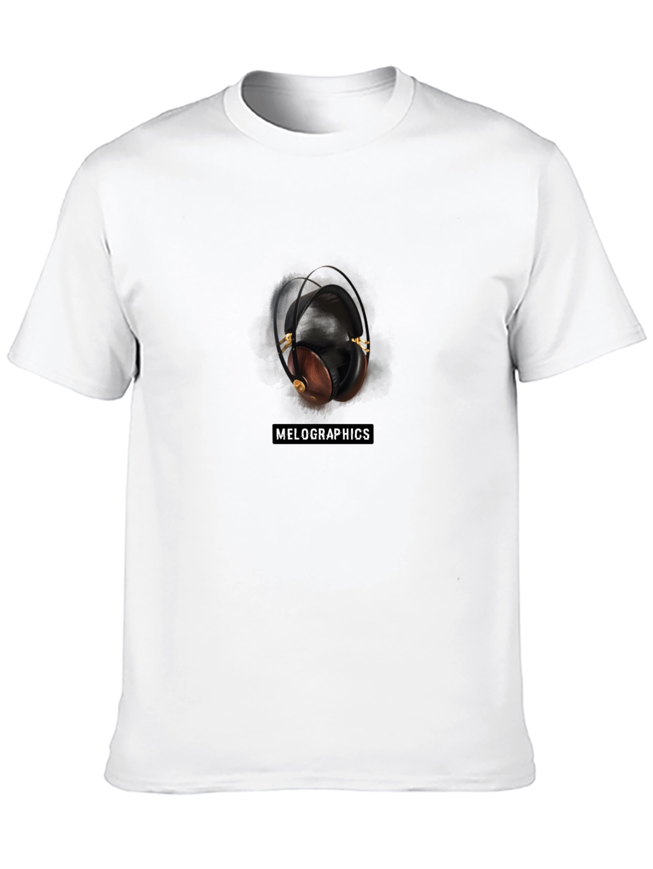 Melographics Headphones Graphic Black T-Shirt