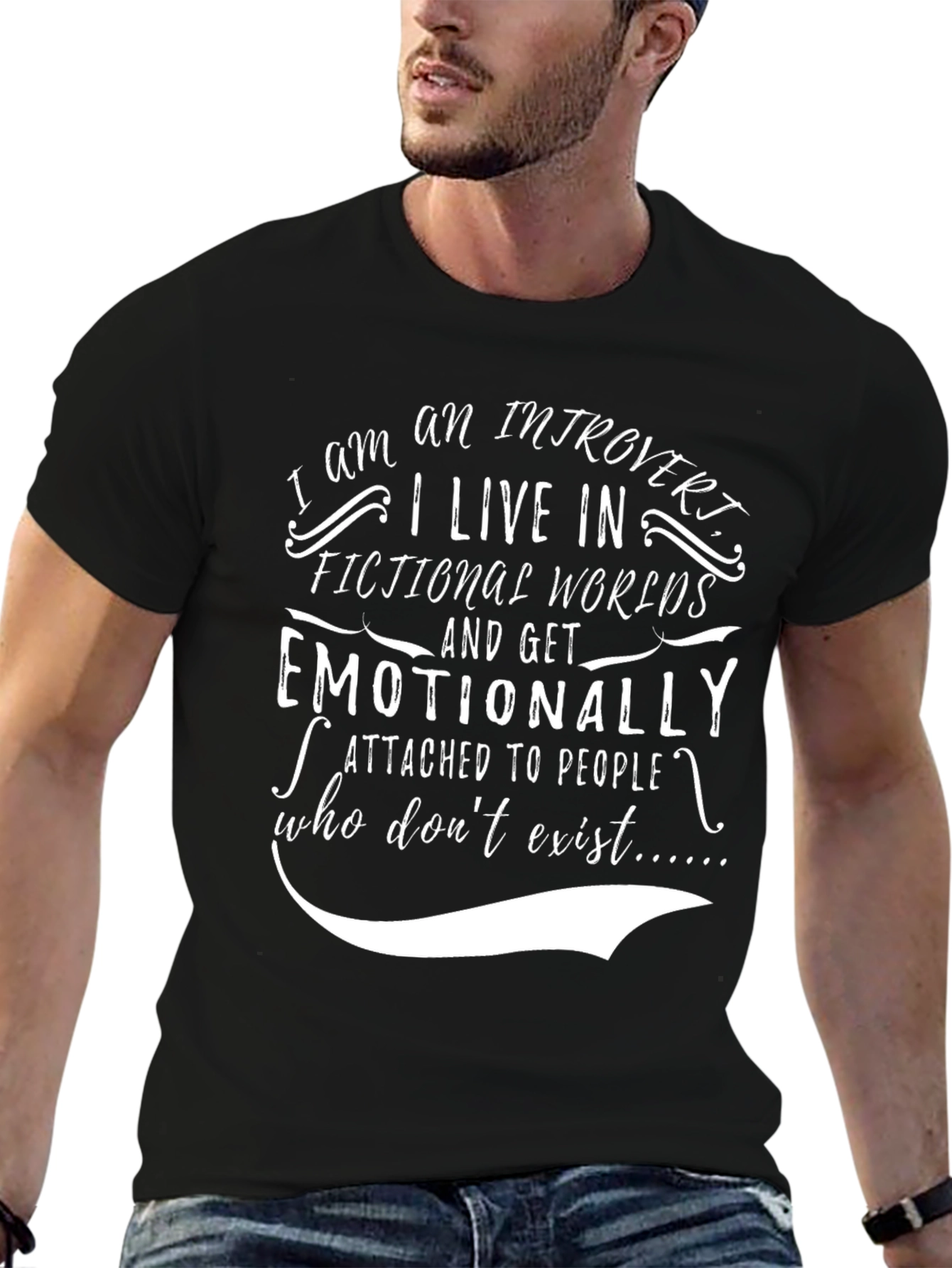 Introvert Fictional Worlds Black T-Shirt