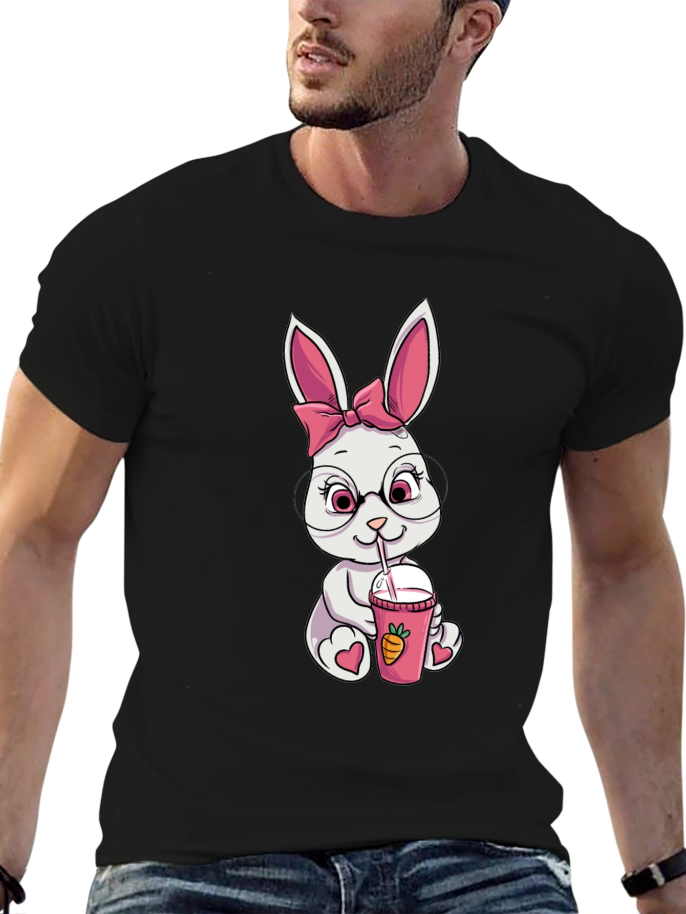 Bunny Sipping Drink Graphic Tee