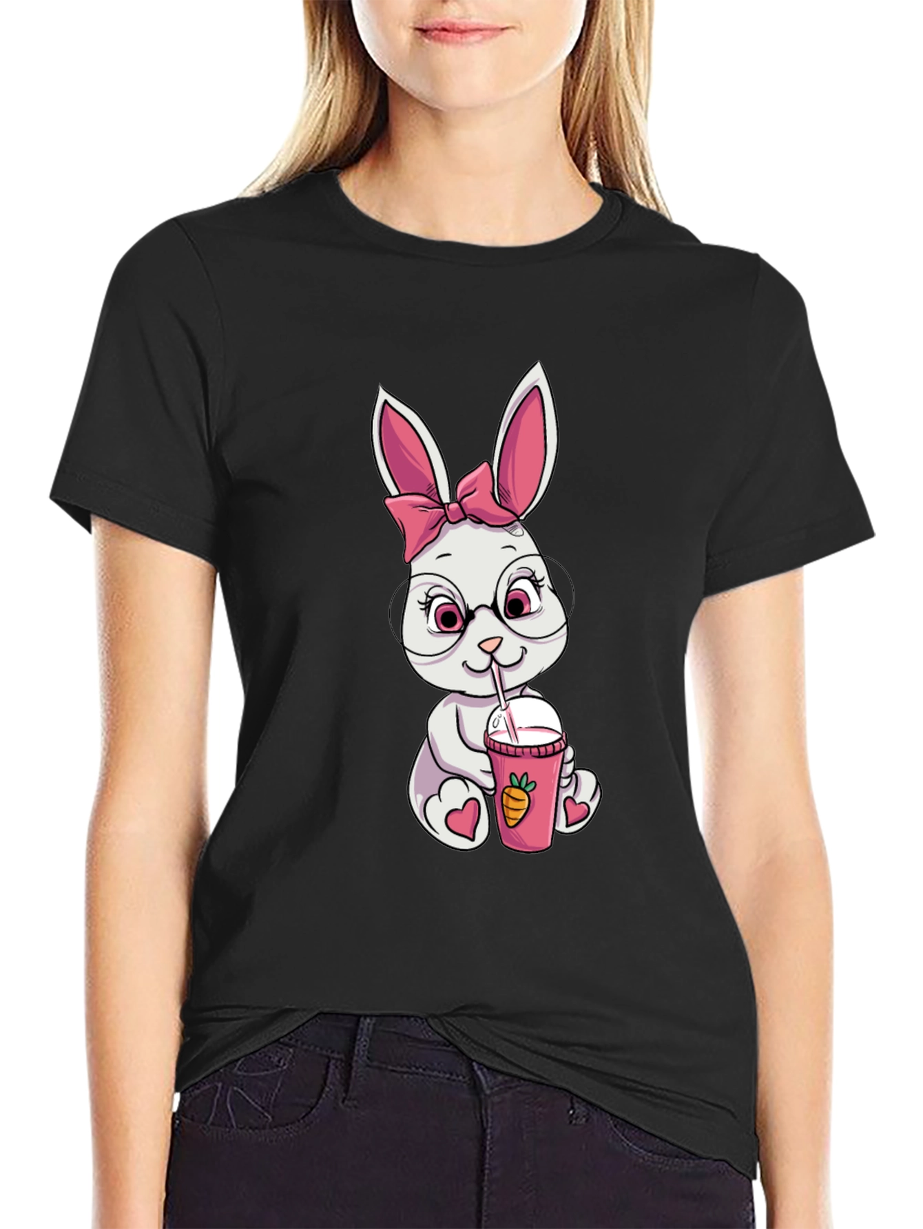 Bunny Sipping Drink Graphic Tee