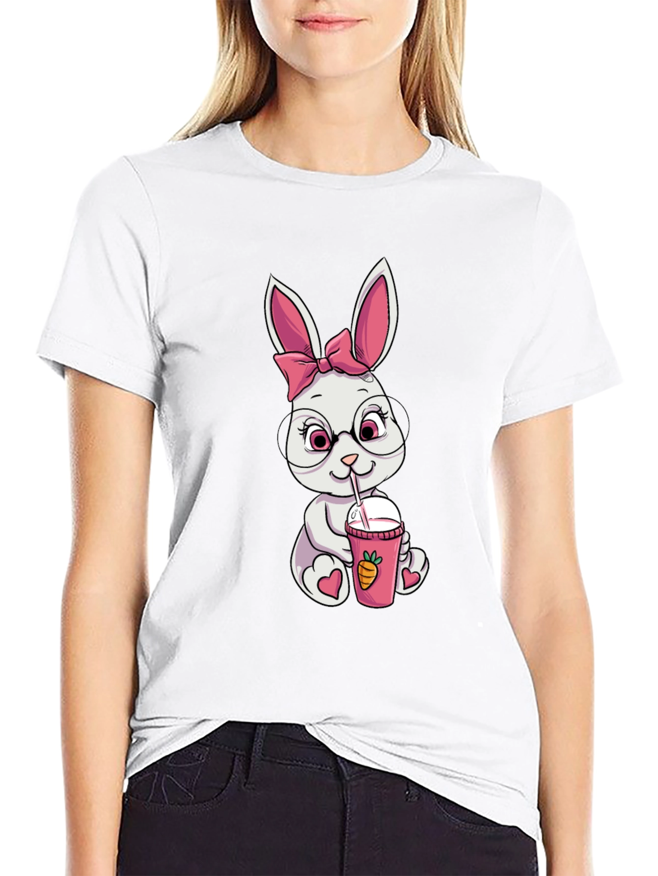 Bunny Sipping Drink Graphic Tee