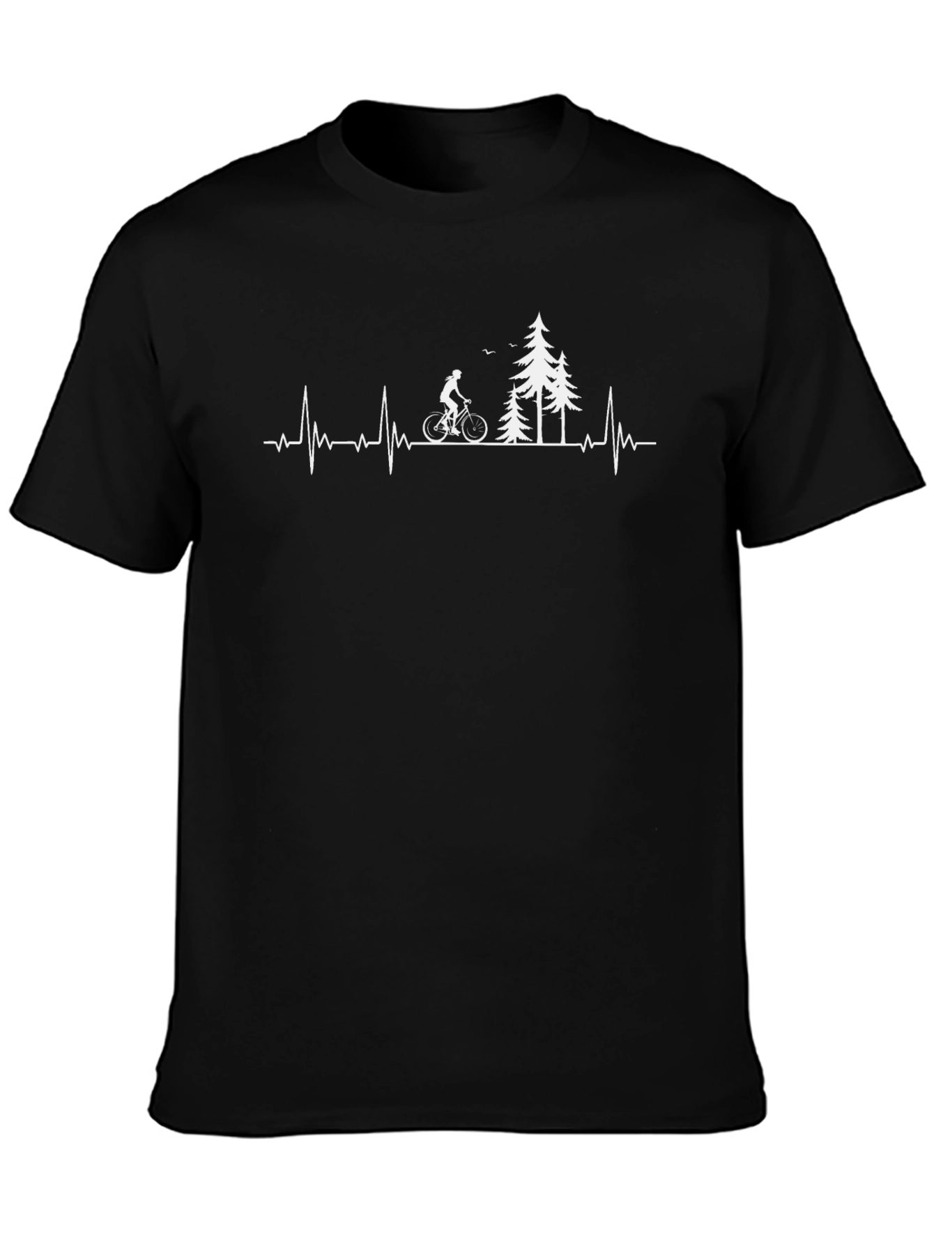 Cycling Heartbeat T-Shirt - Black Cotton Tee