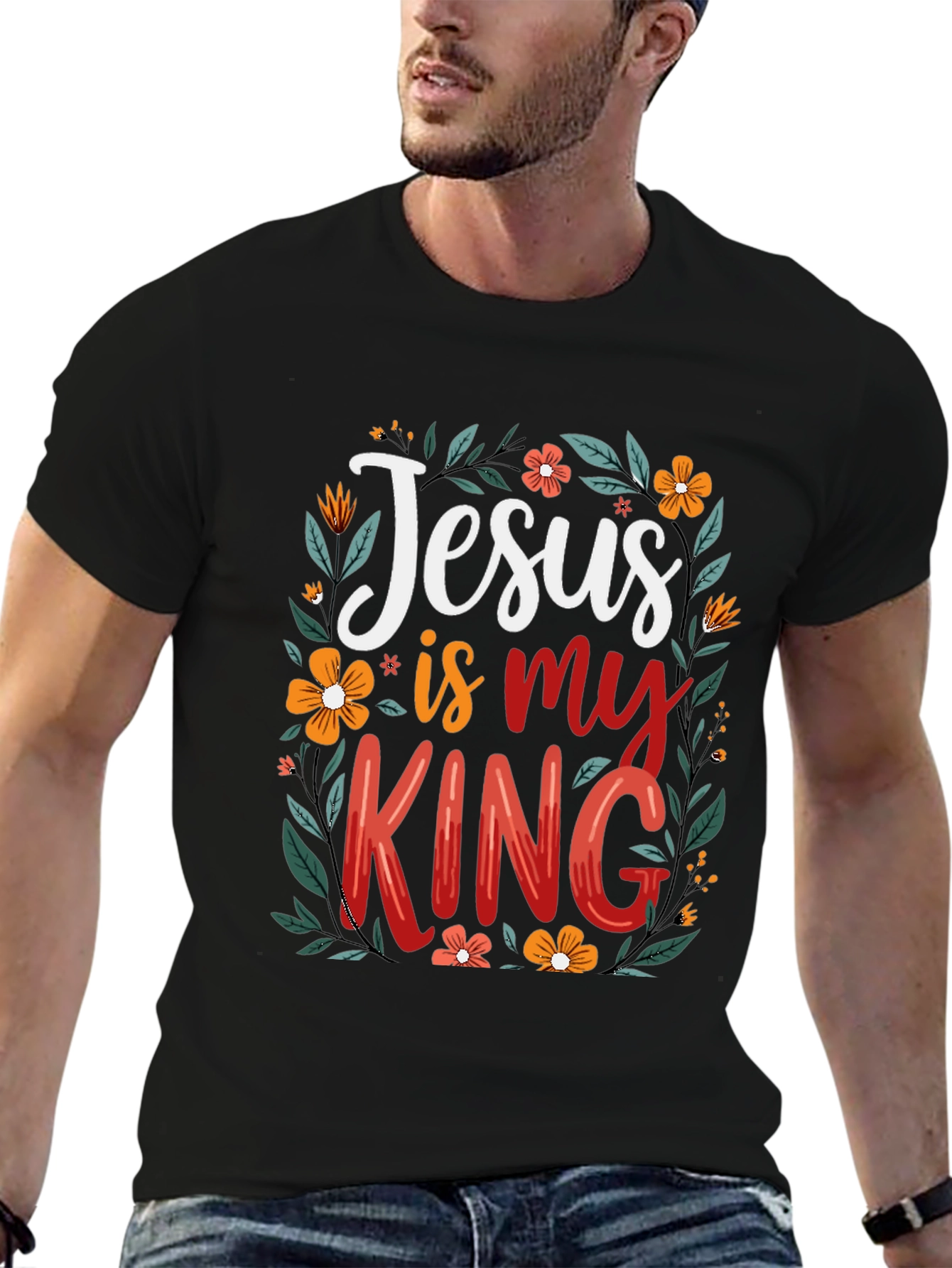 Jesus is my King Floral T-Shirt