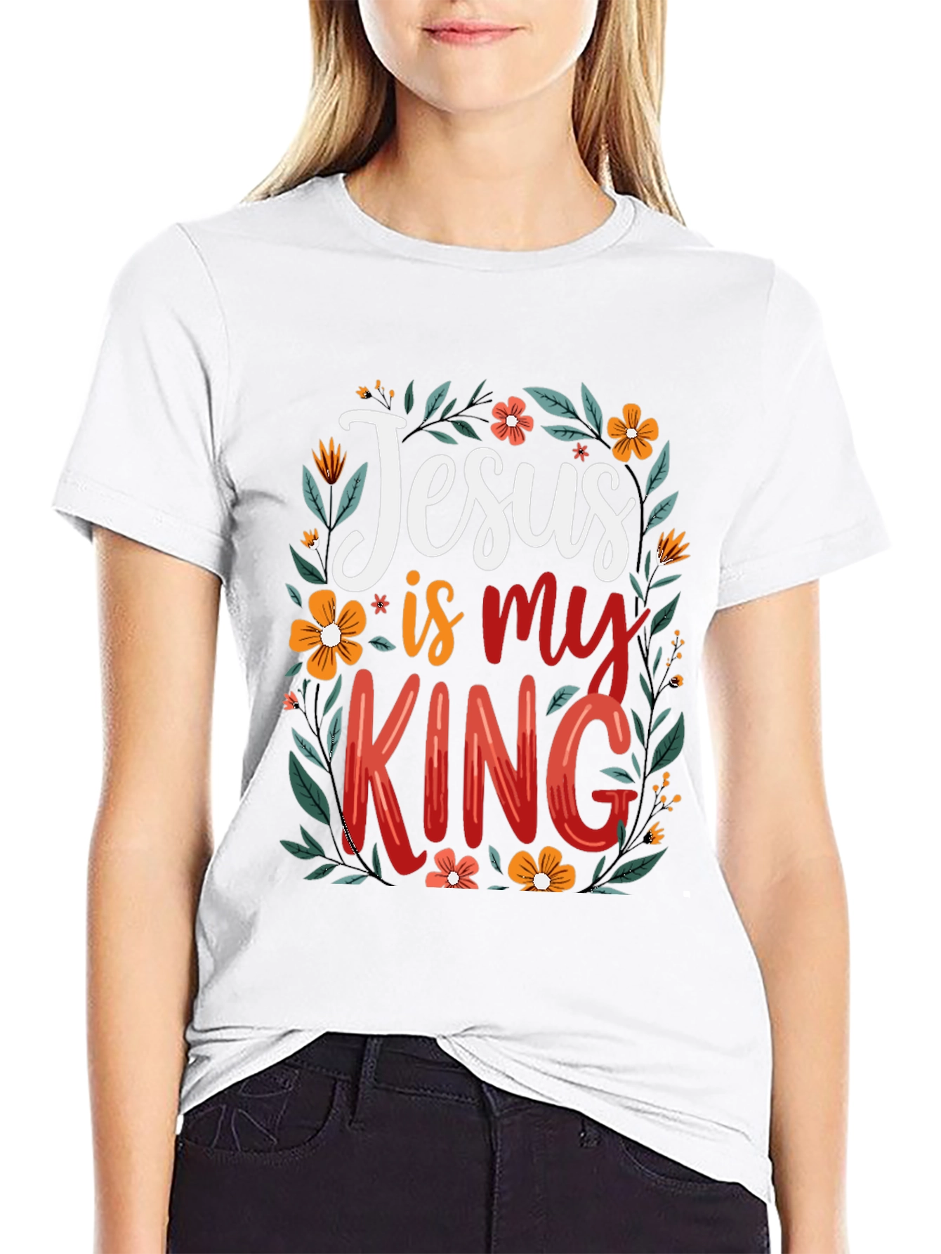 Jesus is my King Floral T-Shirt