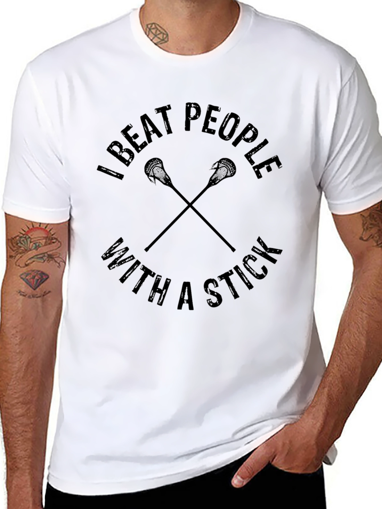 I Beat People With A Stick Lacrosse T-Shirt