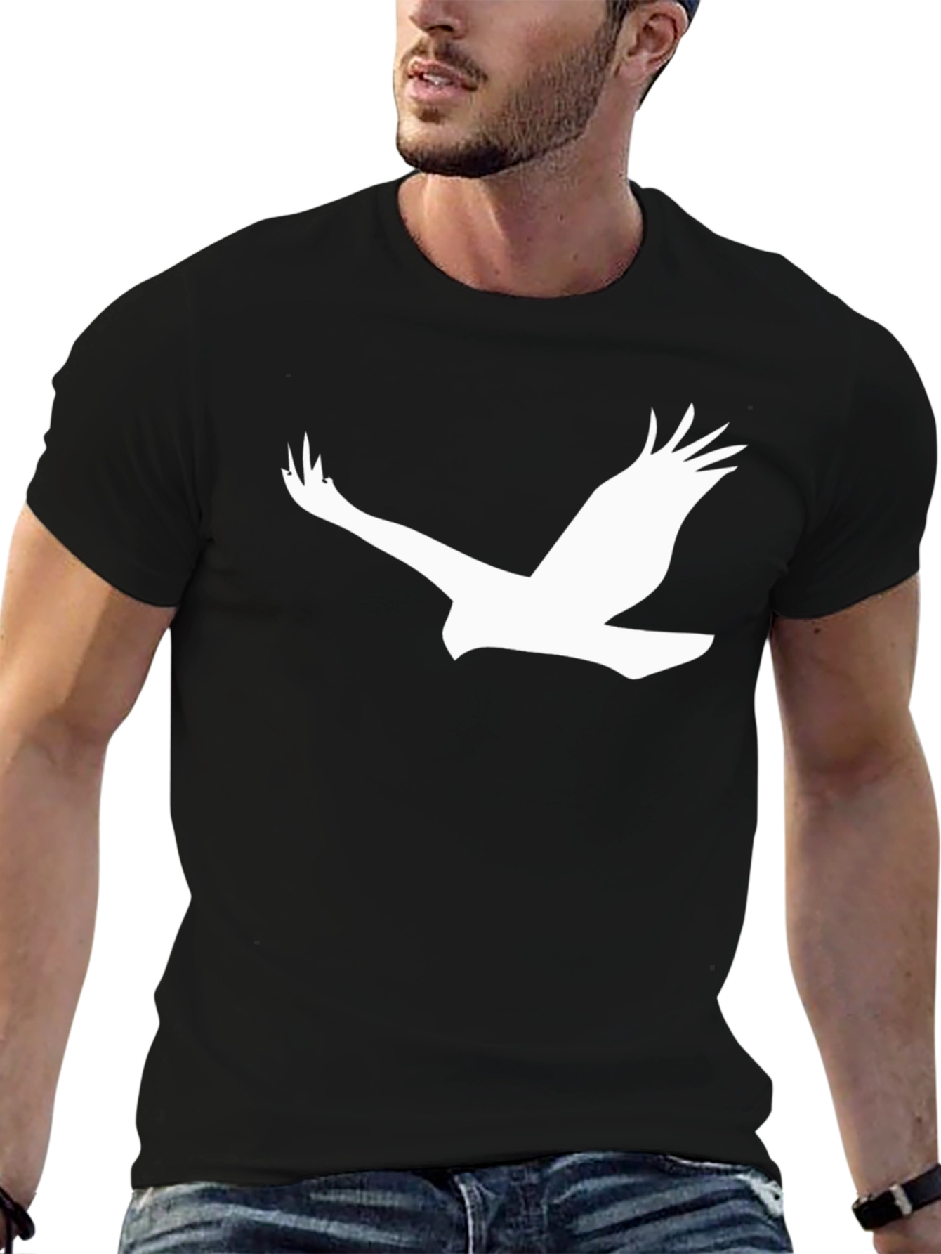 Black Tee with Eagle Graphic