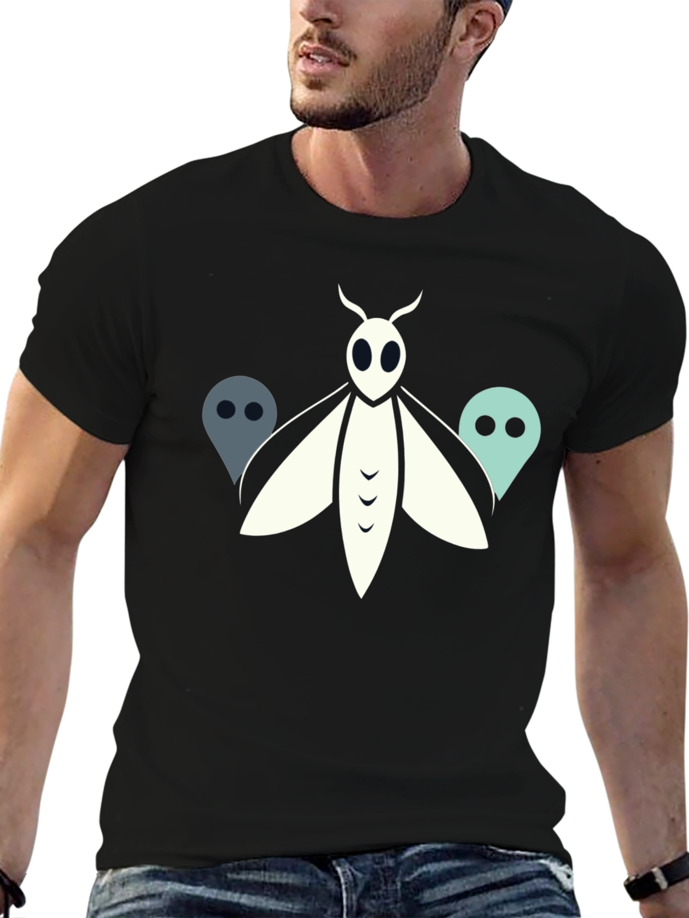 Moth and Ghost Graphic Tee - Black