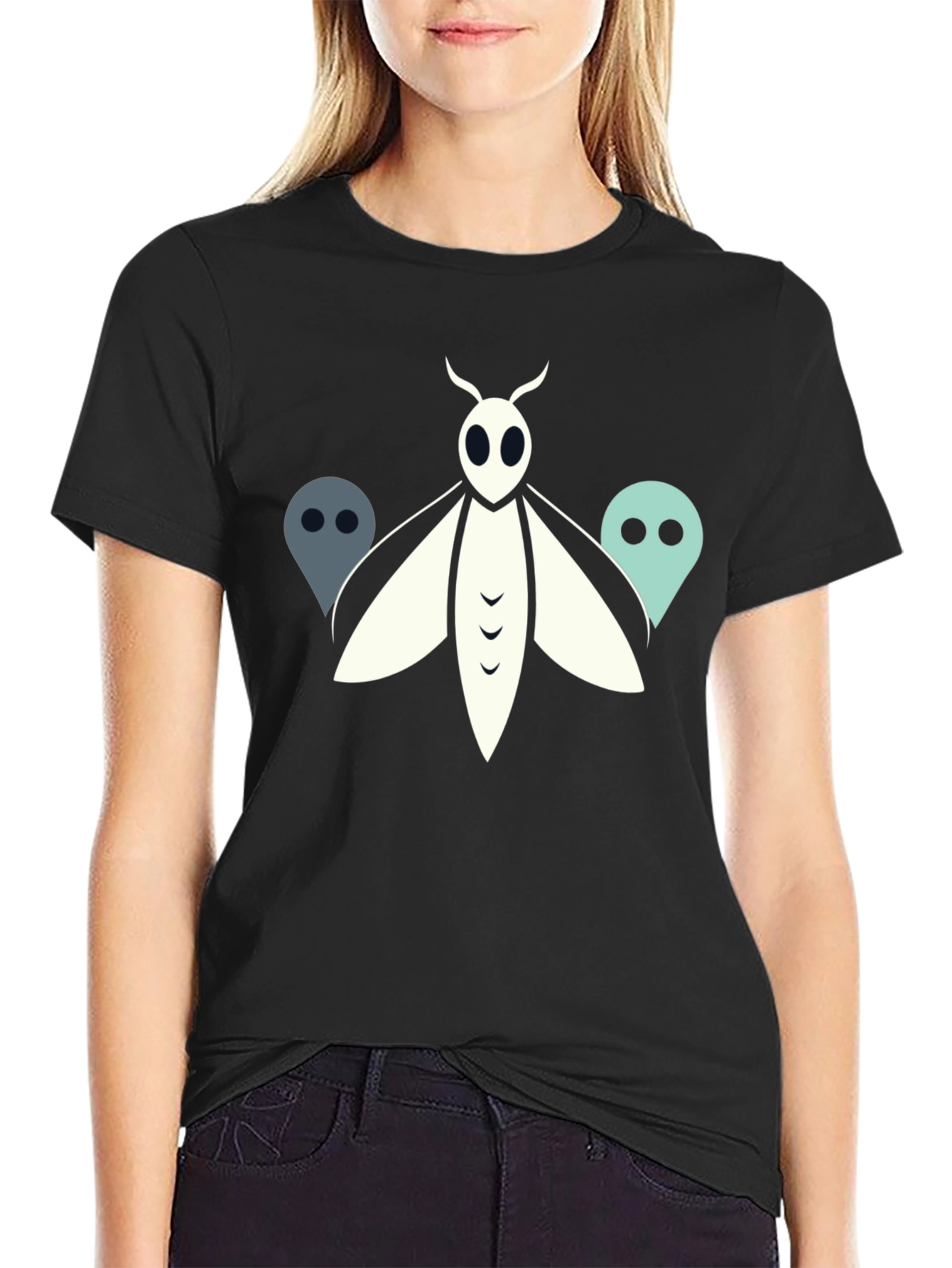 Moth and Ghost Graphic Tee - Black