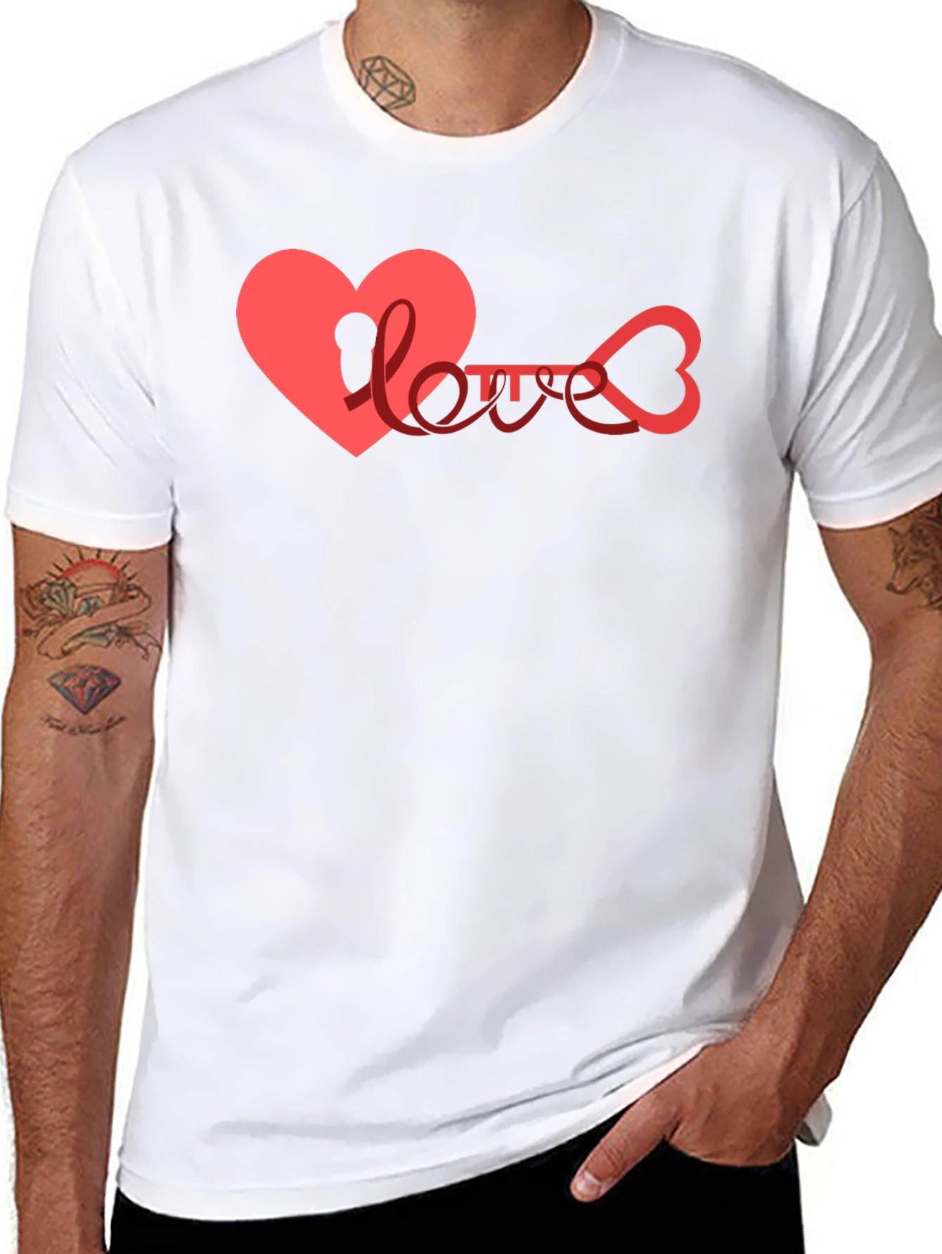 Heart Key Love Graphic Black T-Shirt
