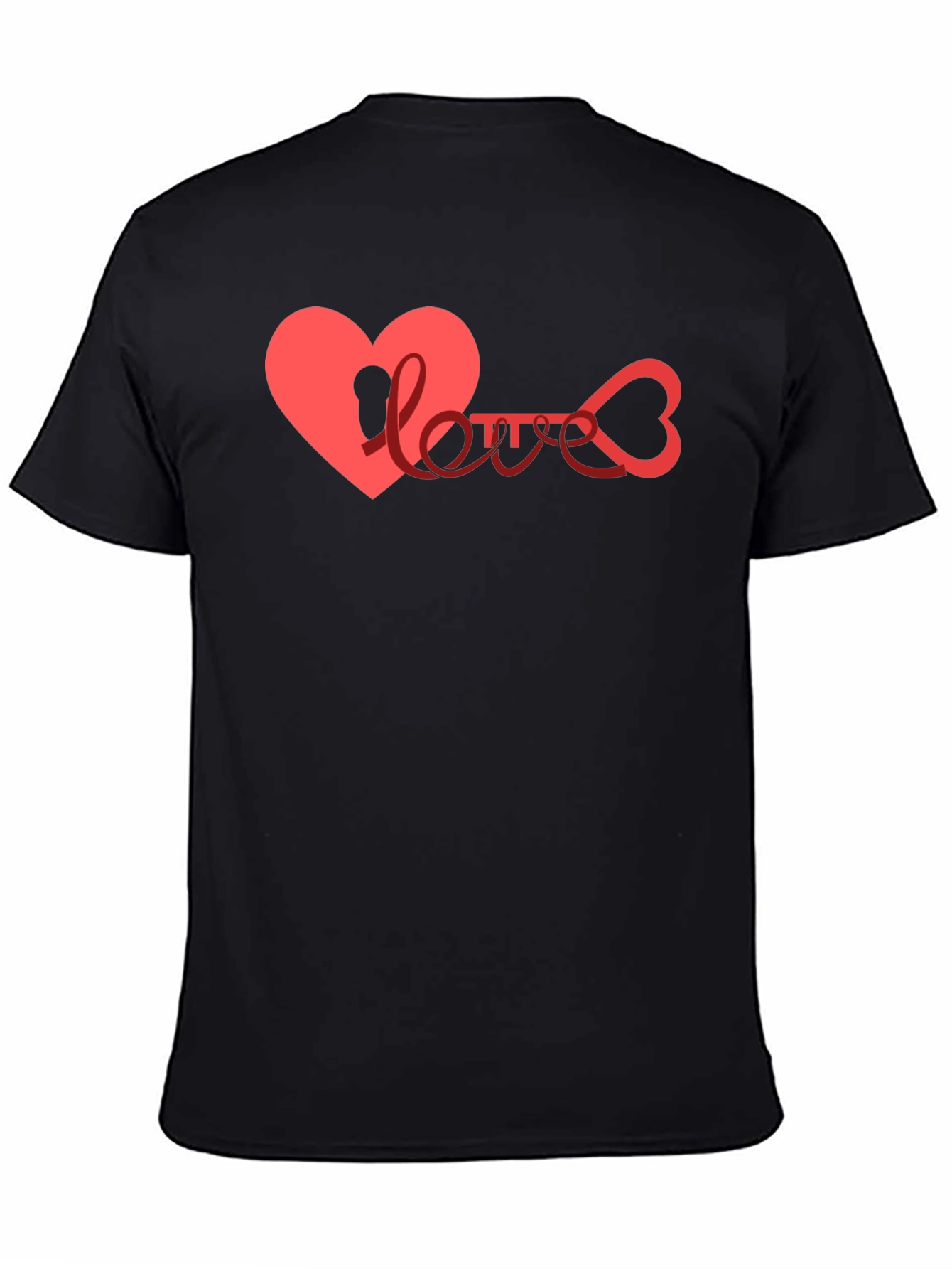 Heart Key Love Graphic Black T-Shirt