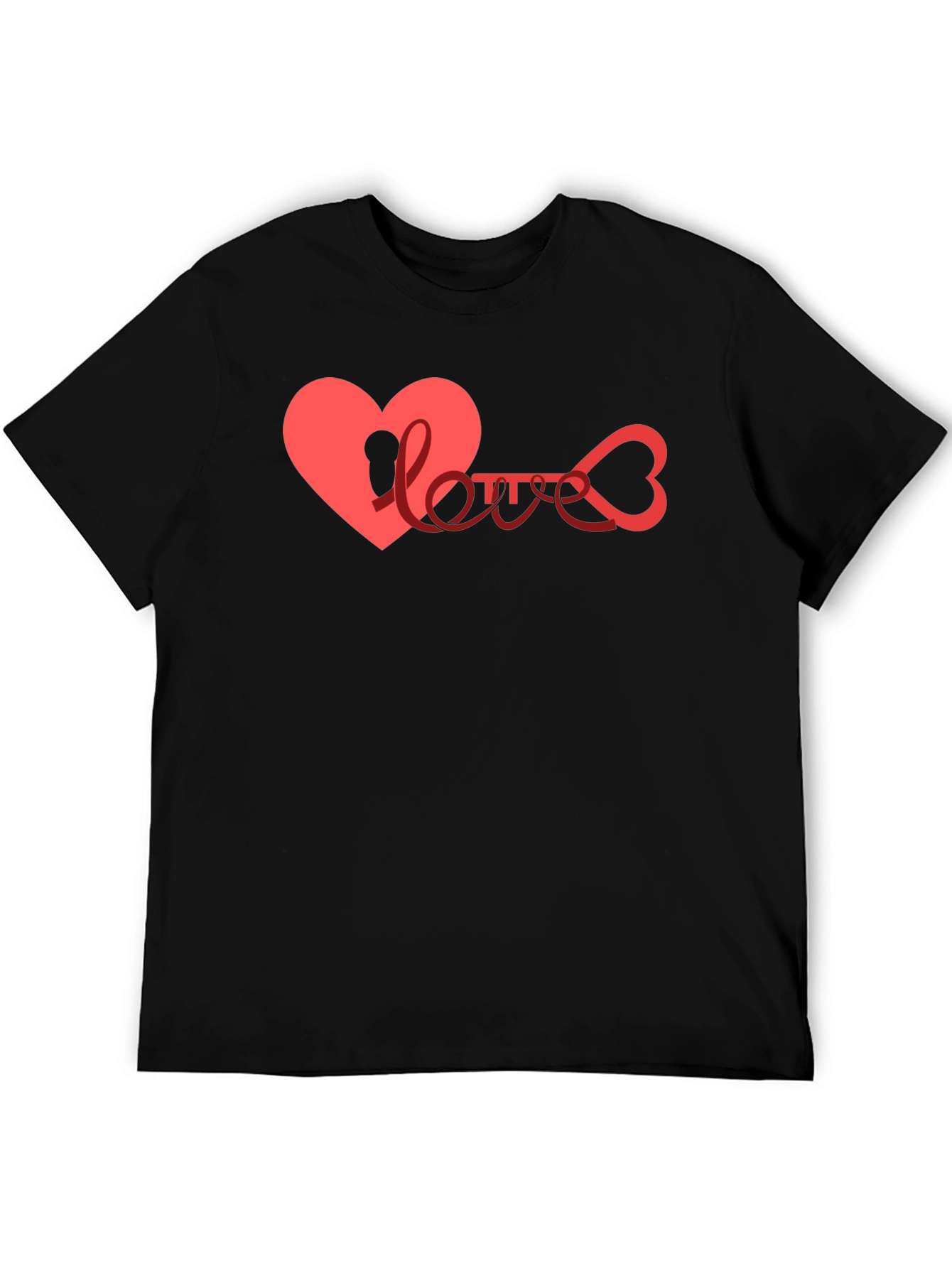 Heart Key Love Graphic Black T-Shirt