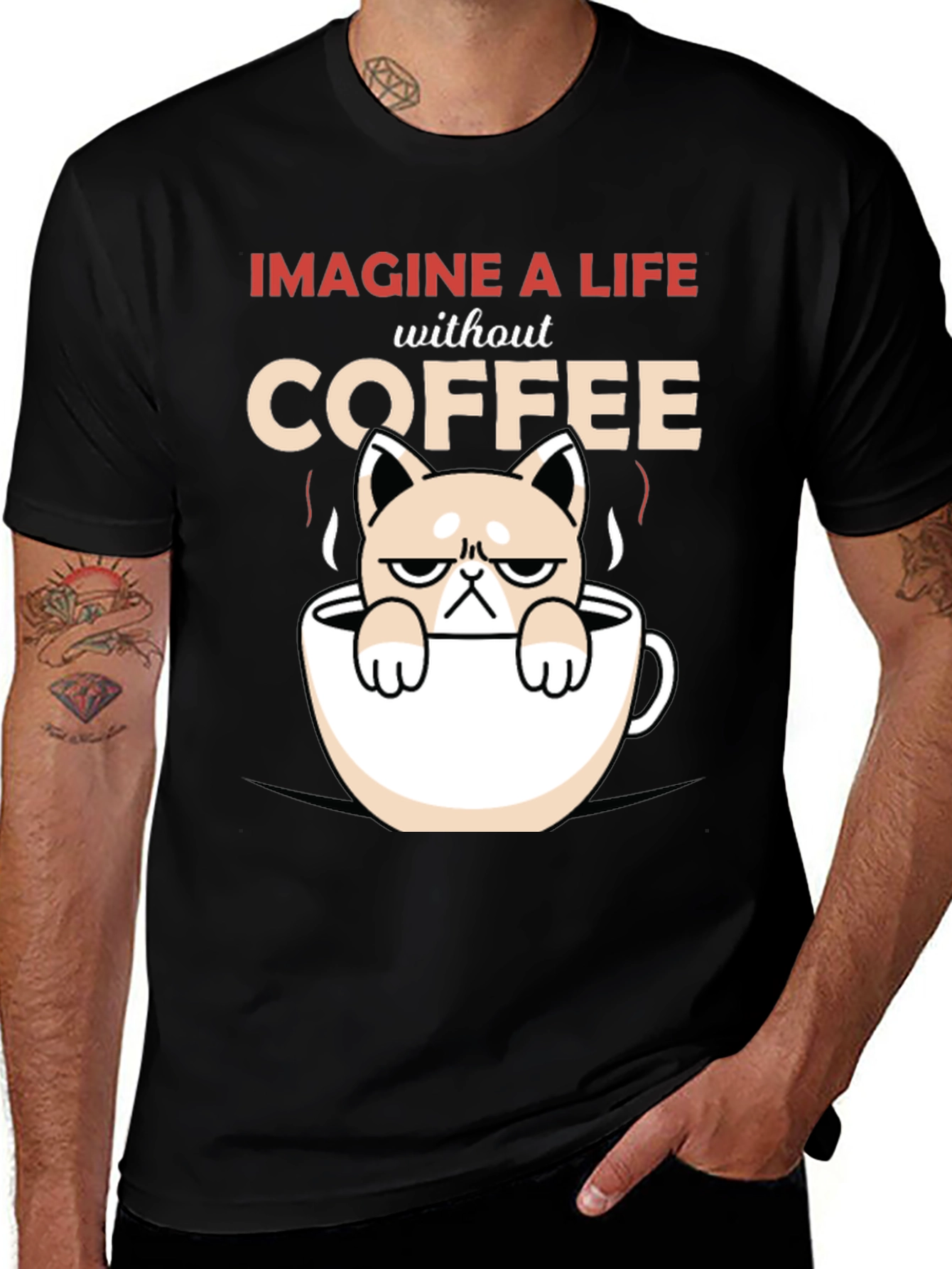 Imagine A Life Without Coffee - Grumpy Cat T-Shirt