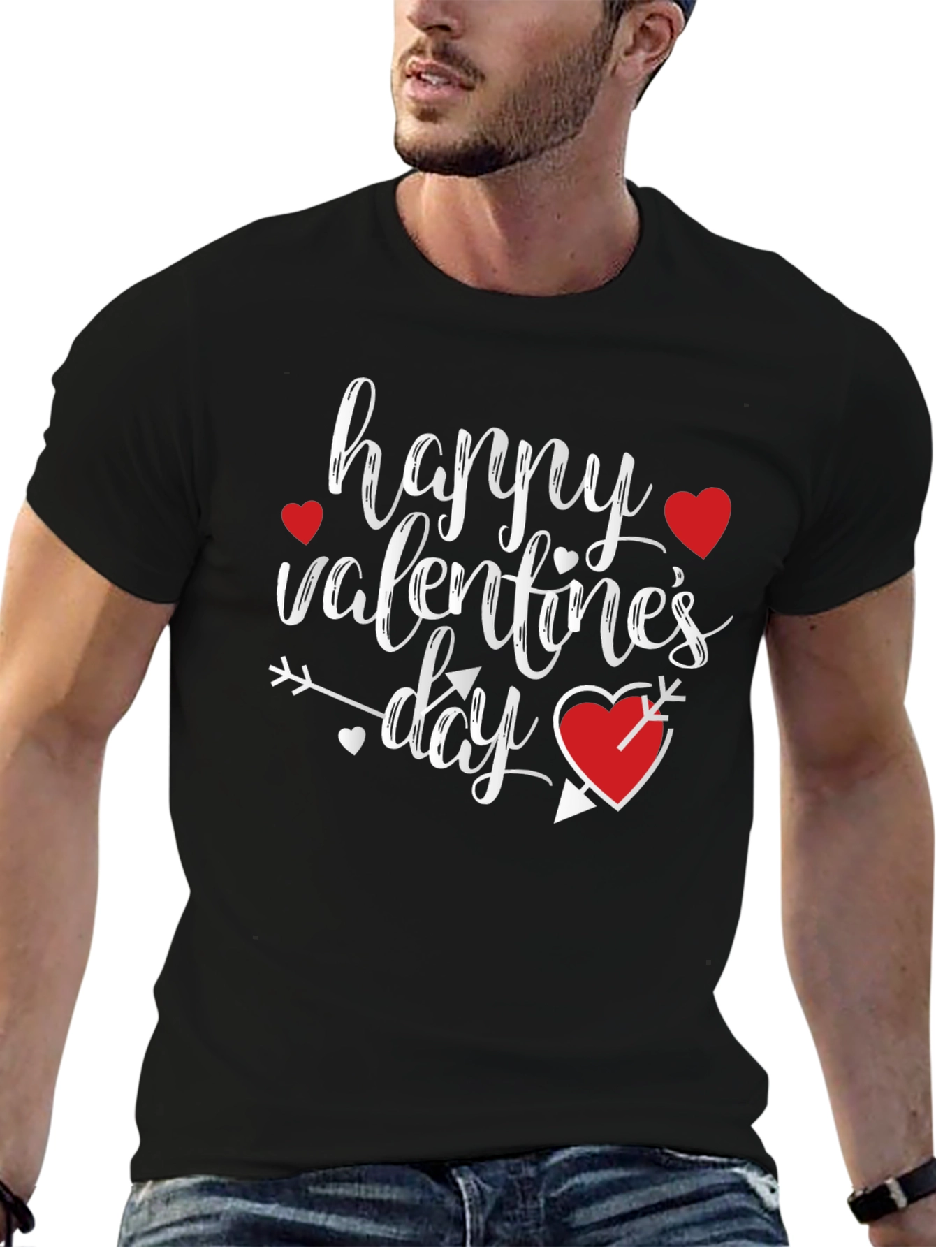 Happy Valentines Day Graphic T-Shirt - Black