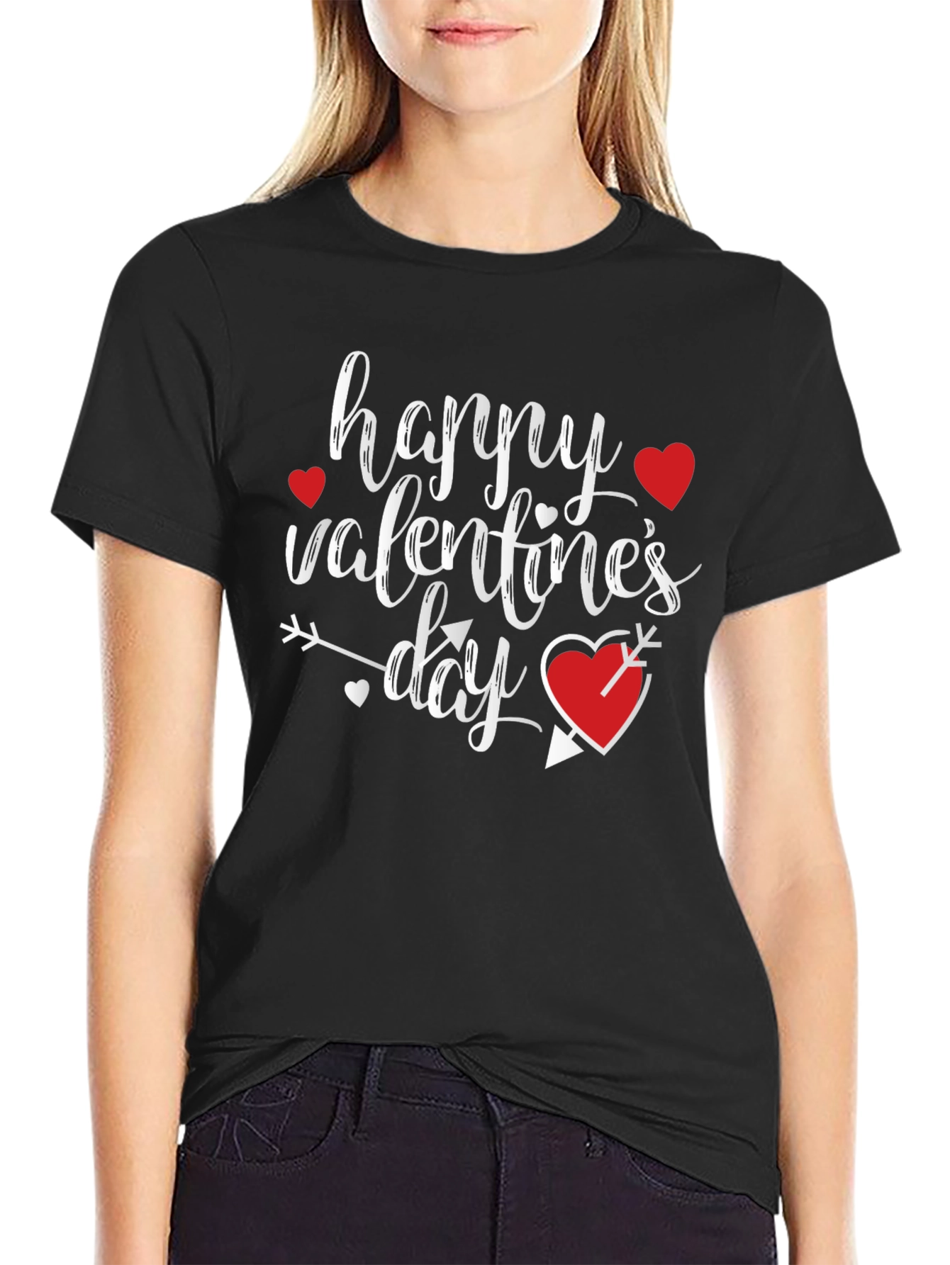 Happy Valentines Day Graphic T-Shirt - Black