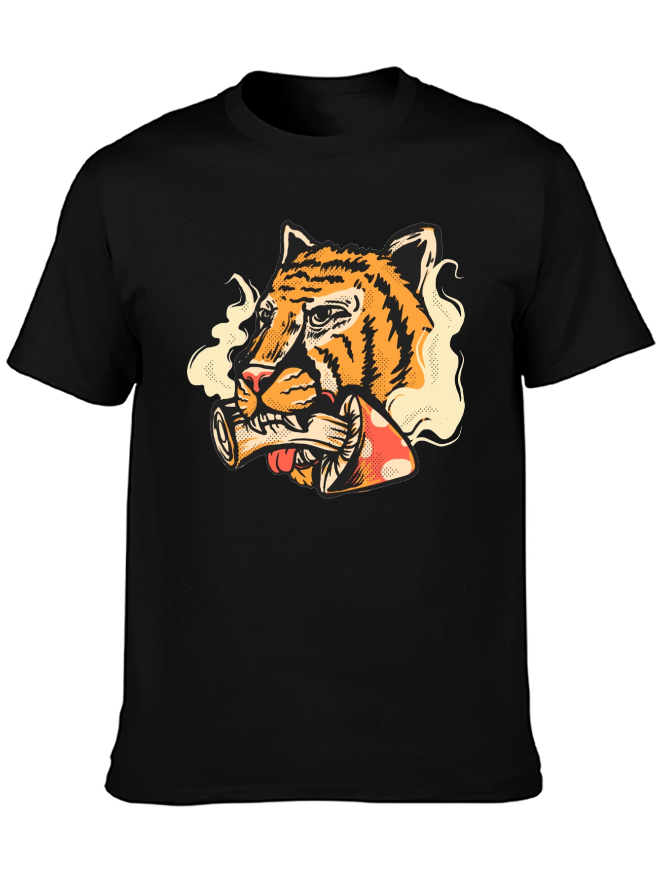 Tiger Smoking Mushroom T-Shirt - Unique Graphic Tee