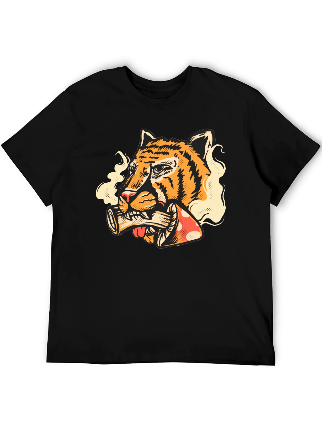 Tiger Smoking Mushroom T-Shirt - Unique Graphic Tee