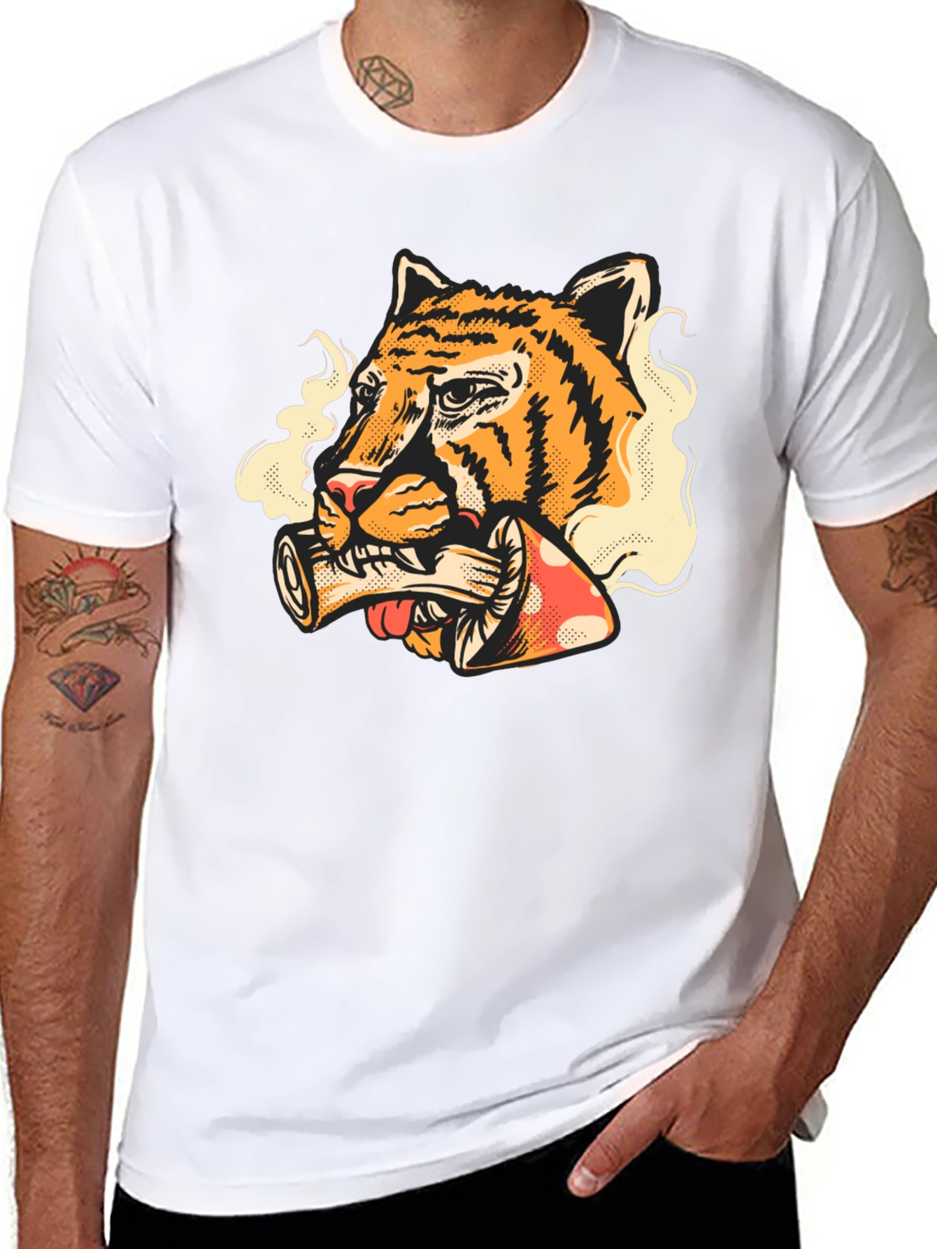 Tiger Smoking Mushroom T-Shirt - Unique Graphic Tee