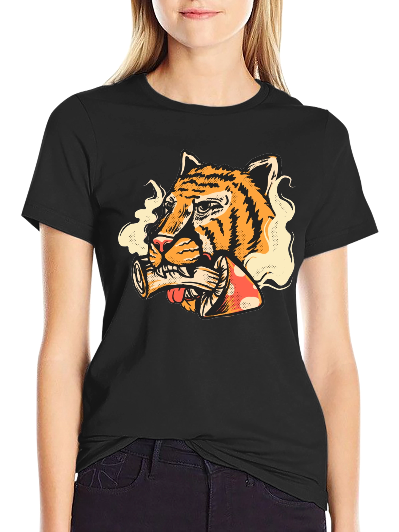 Tiger Smoking Mushroom T-Shirt - Unique Graphic Tee