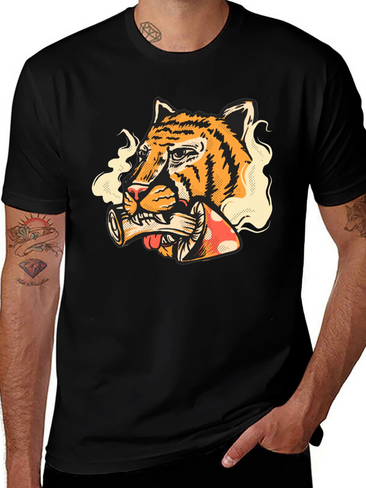 Tiger Smoking Mushroom T-Shirt - Unique Graphic Tee