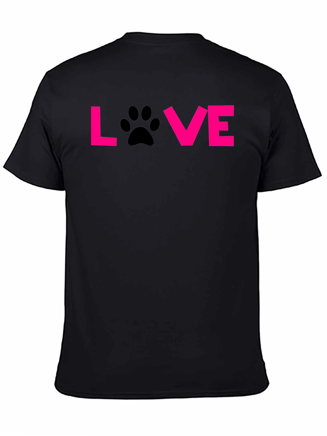 Love Paw Print T-Shirt - Black Casual Tee