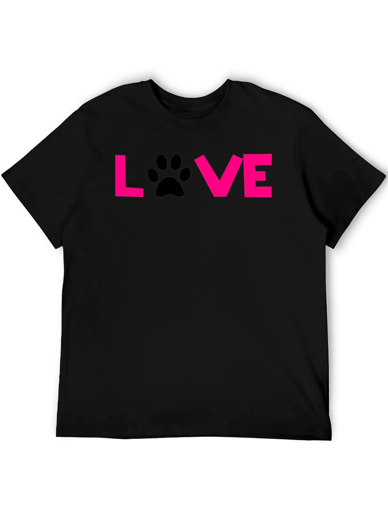 Love Paw Print T-Shirt - Black Casual Tee