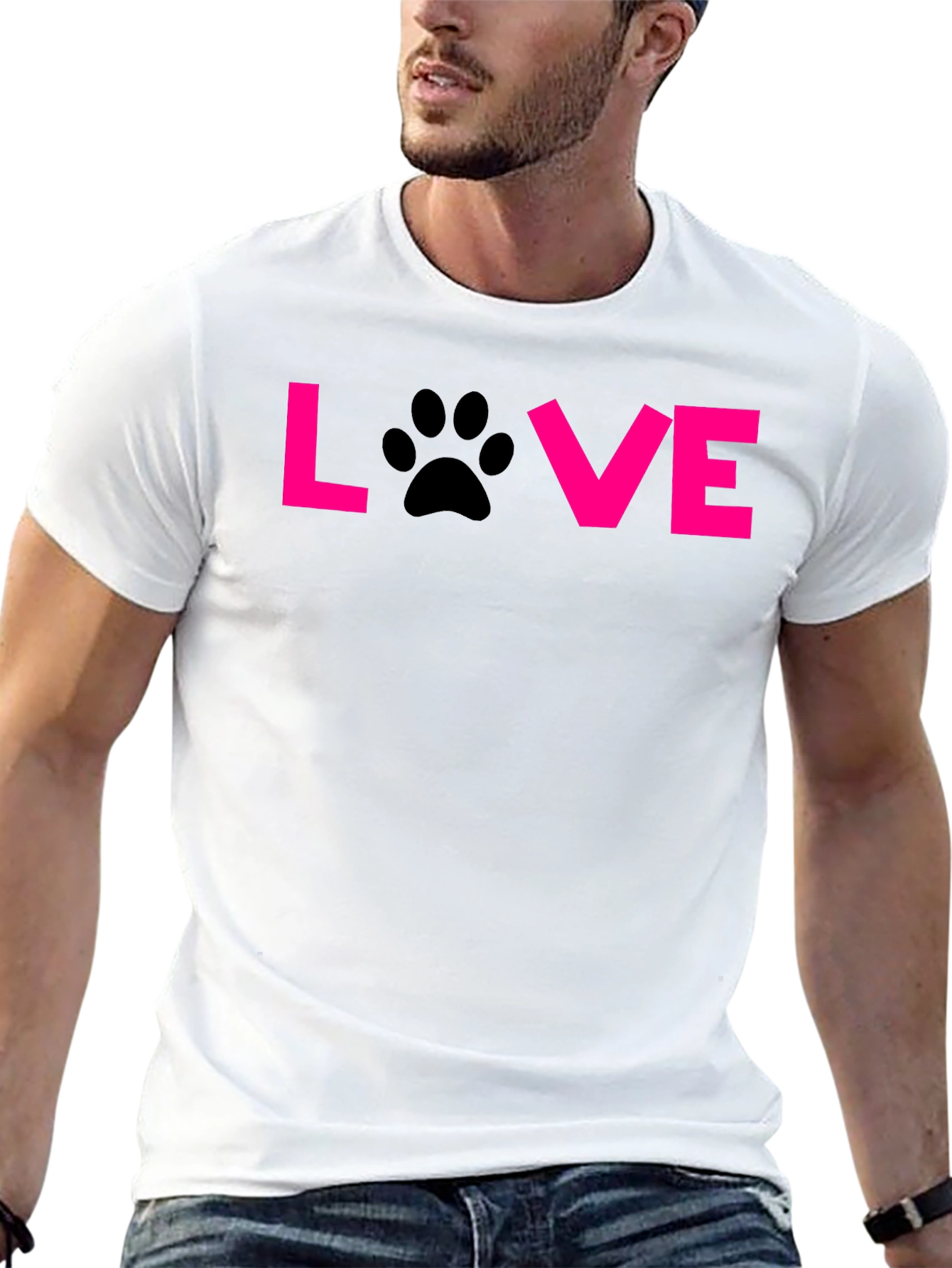 Love Paw Print T-Shirt - Black Casual Tee