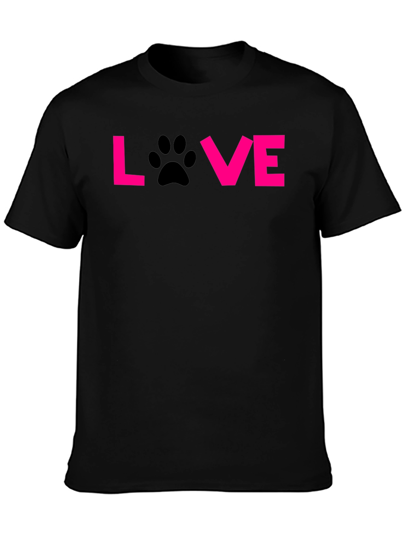 Love Paw Print T-Shirt - Black Casual Tee