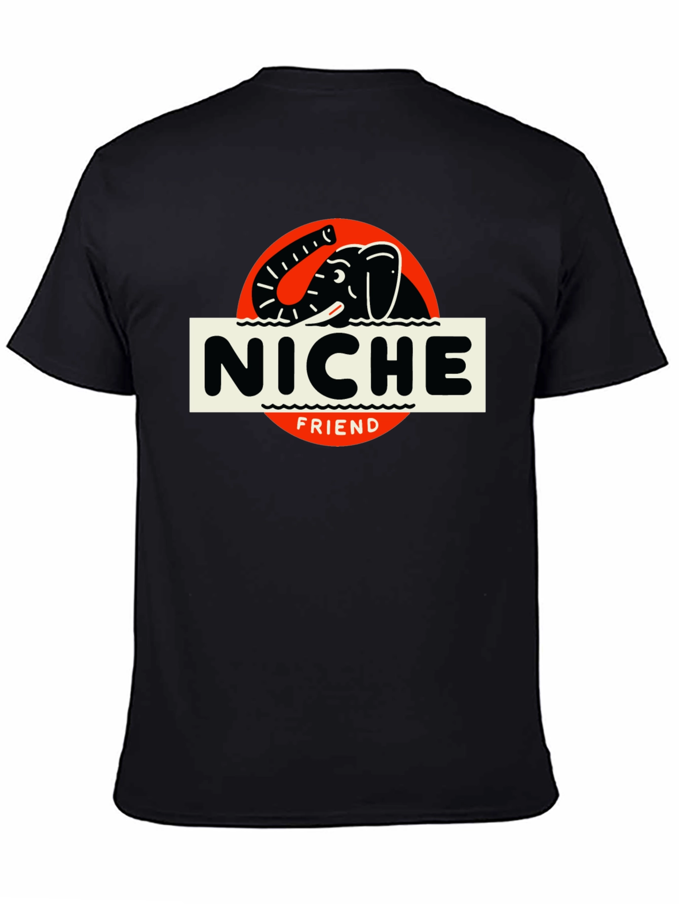 Niche Friend Elephant T-Shirt - Black