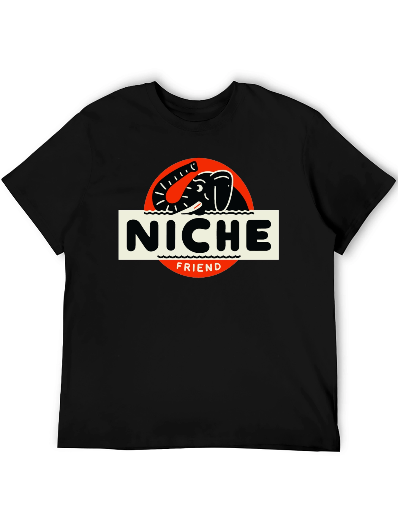 Niche Friend Elephant T-Shirt - Black