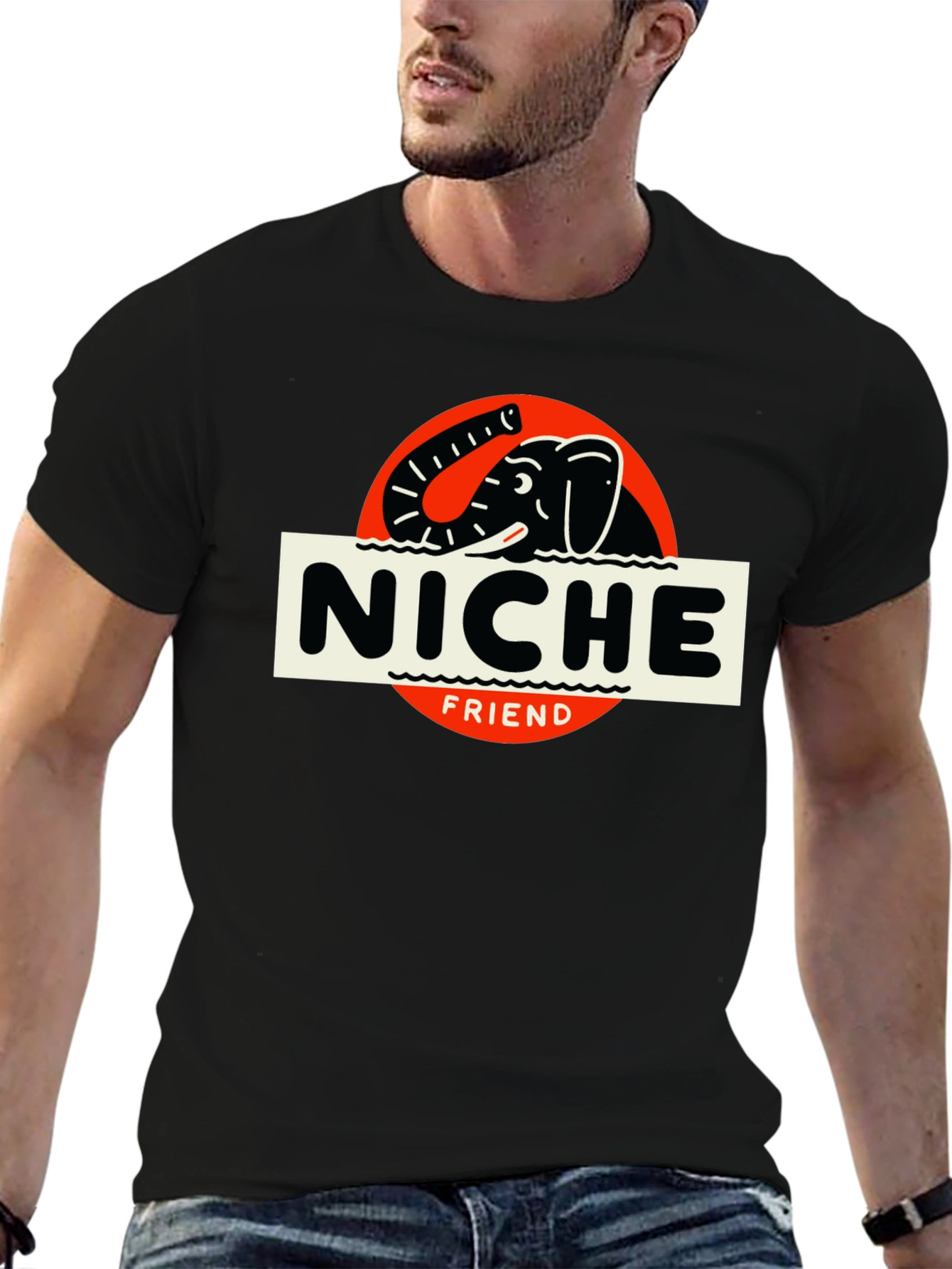 Niche Friend Elephant T-Shirt - Black