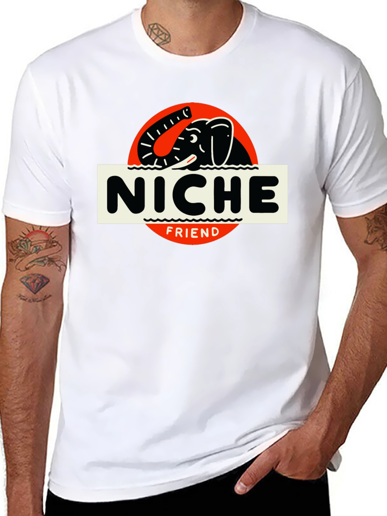 Niche Friend Elephant T-Shirt - Black