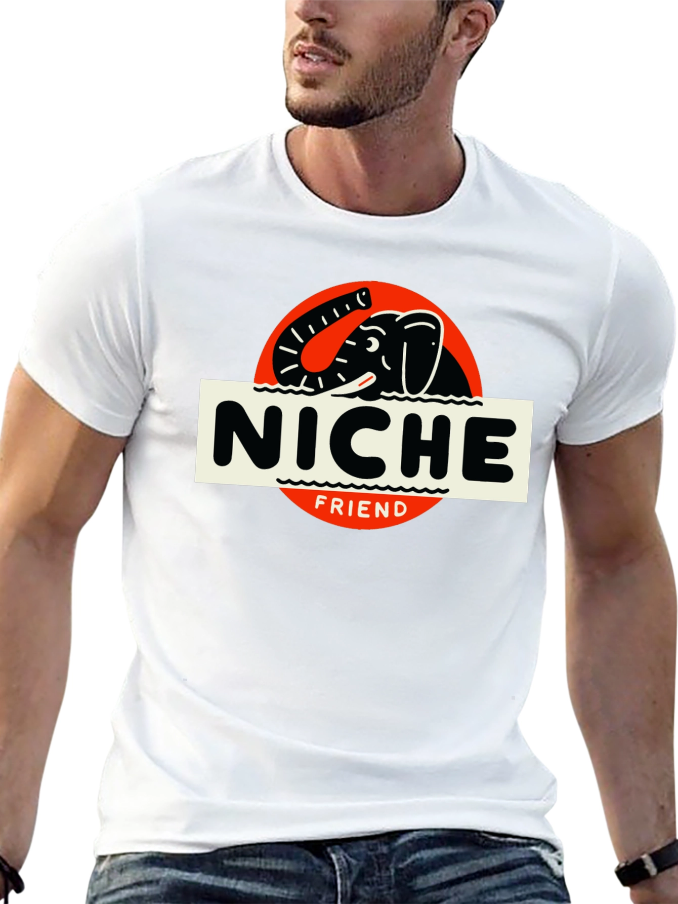 Niche Friend Elephant T-Shirt - Black