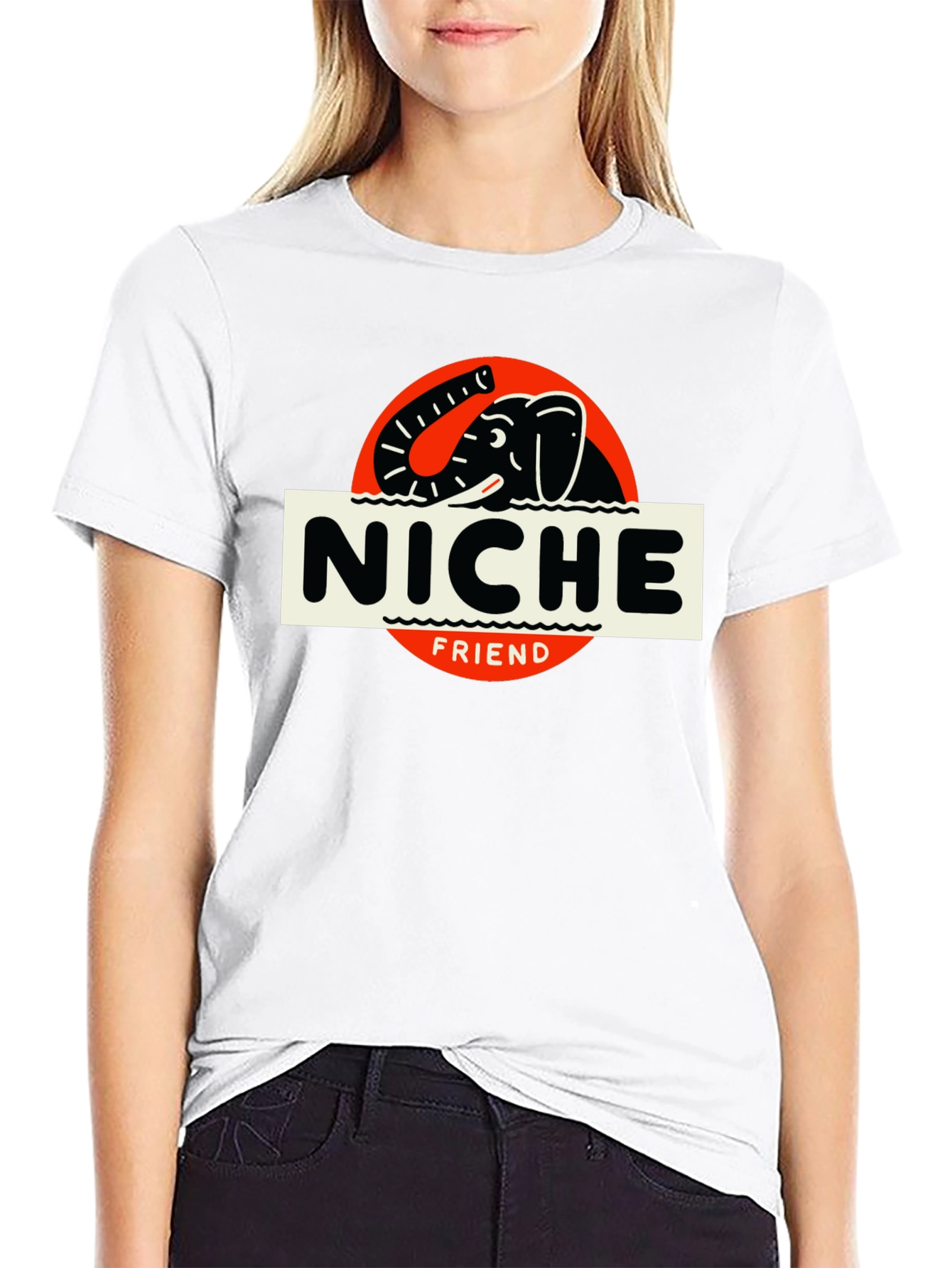 Niche Friend Elephant T-Shirt - Black