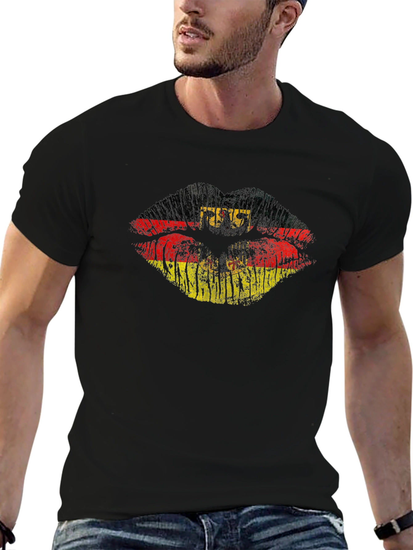 German Flag Lips Graphic T-Shirt